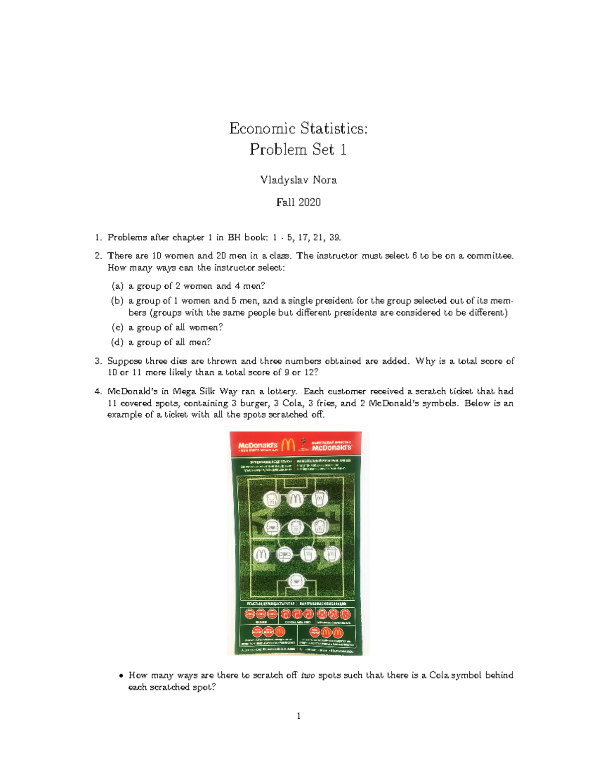 PS 1 Fall20 - hard - Economic Statistics: Problem Set 1 Vladyslav Nora ...