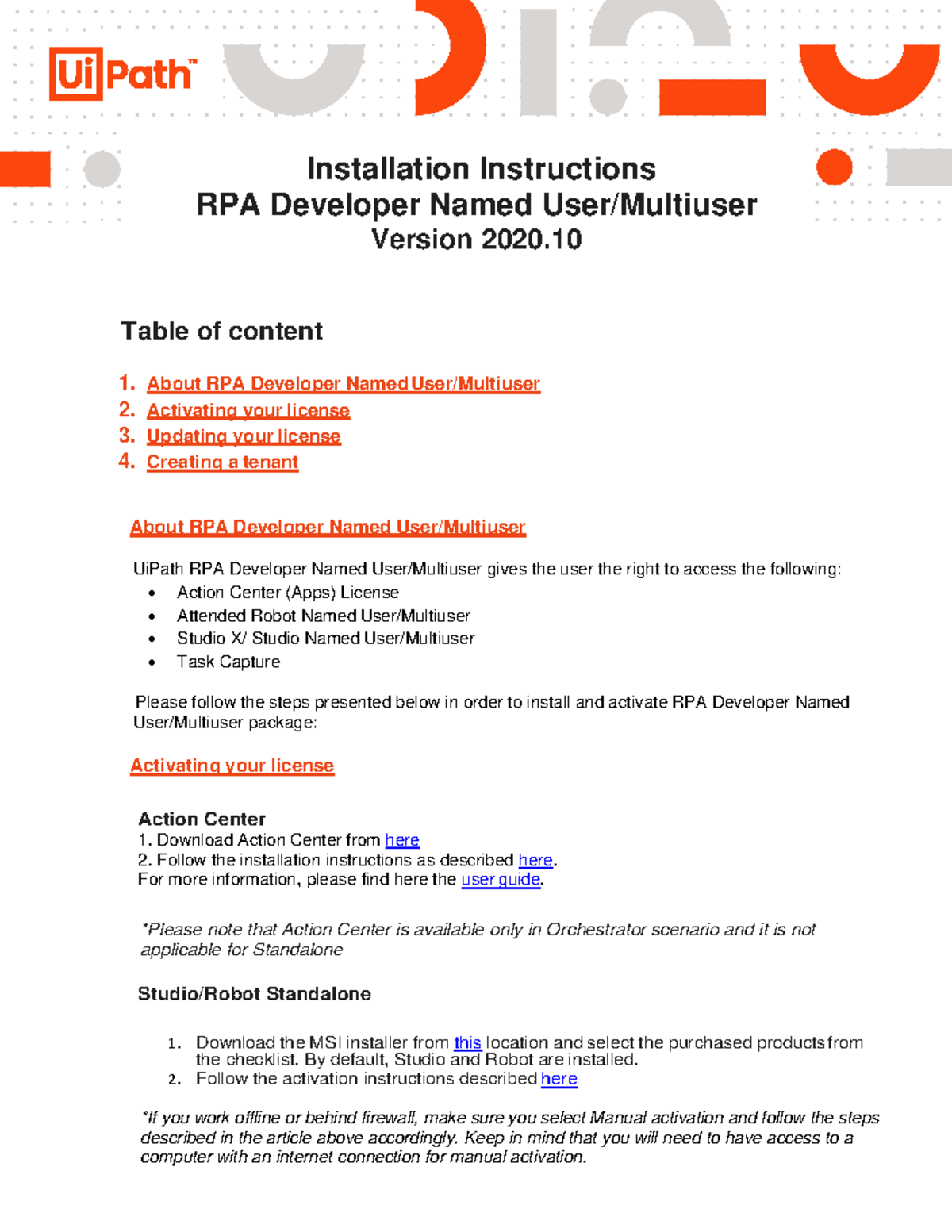 Automation Subject for Robotic process Automation - Installation ...