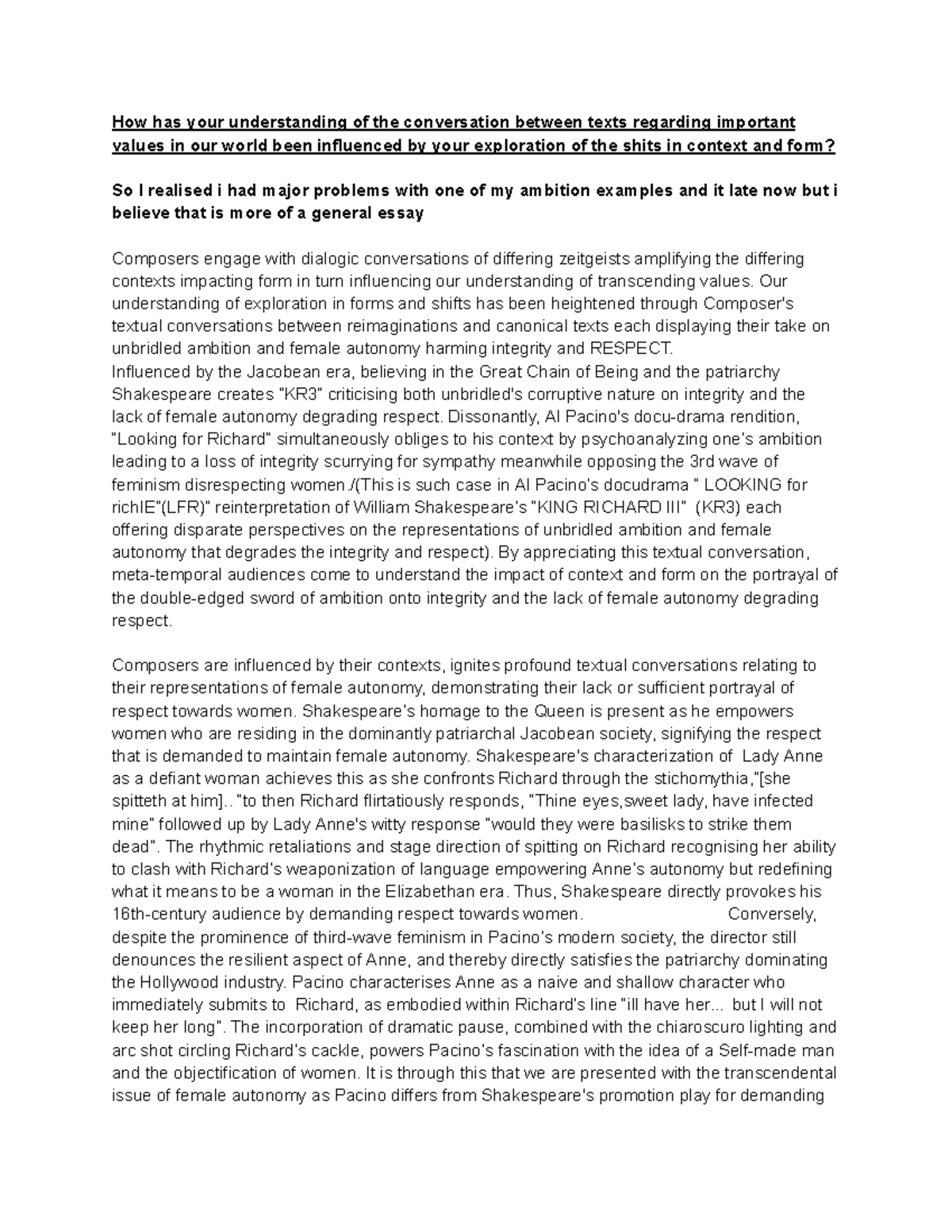 Copy of mod A - Draft essay - How has your understanding of the ...