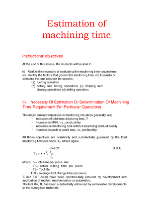 Estimation of machining time