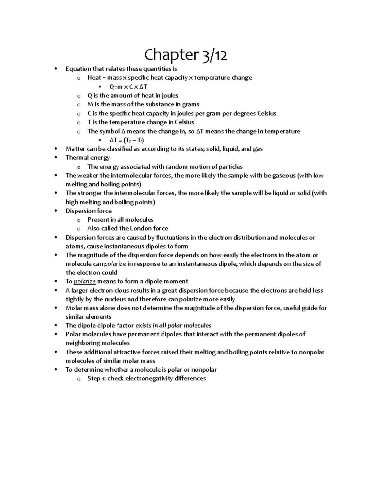 CHE1011 - Lecture 10-13-2022 Notes - Chapter 3/ Equation that relates ...