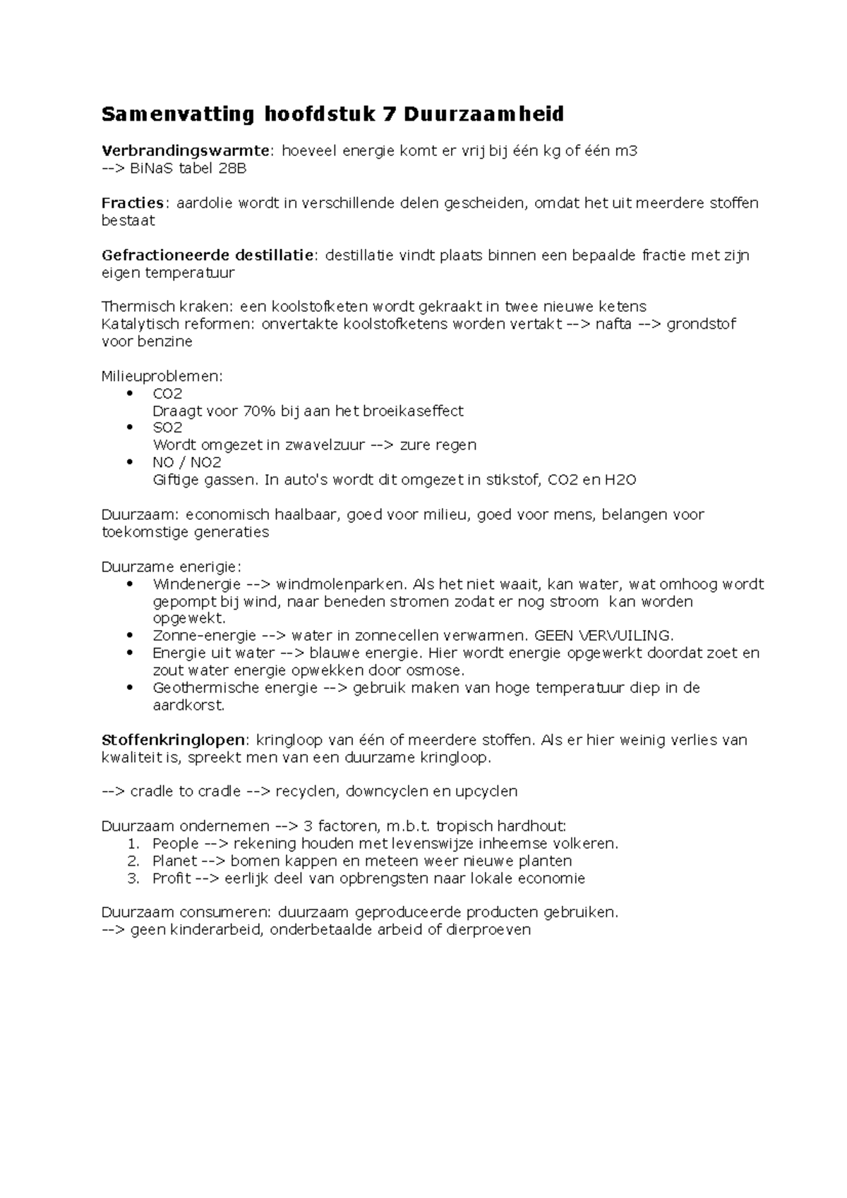 Samenvatting Hoofdstuk 7 Duurzaamheid - Samenvatting Hoofdstuk 7 ...