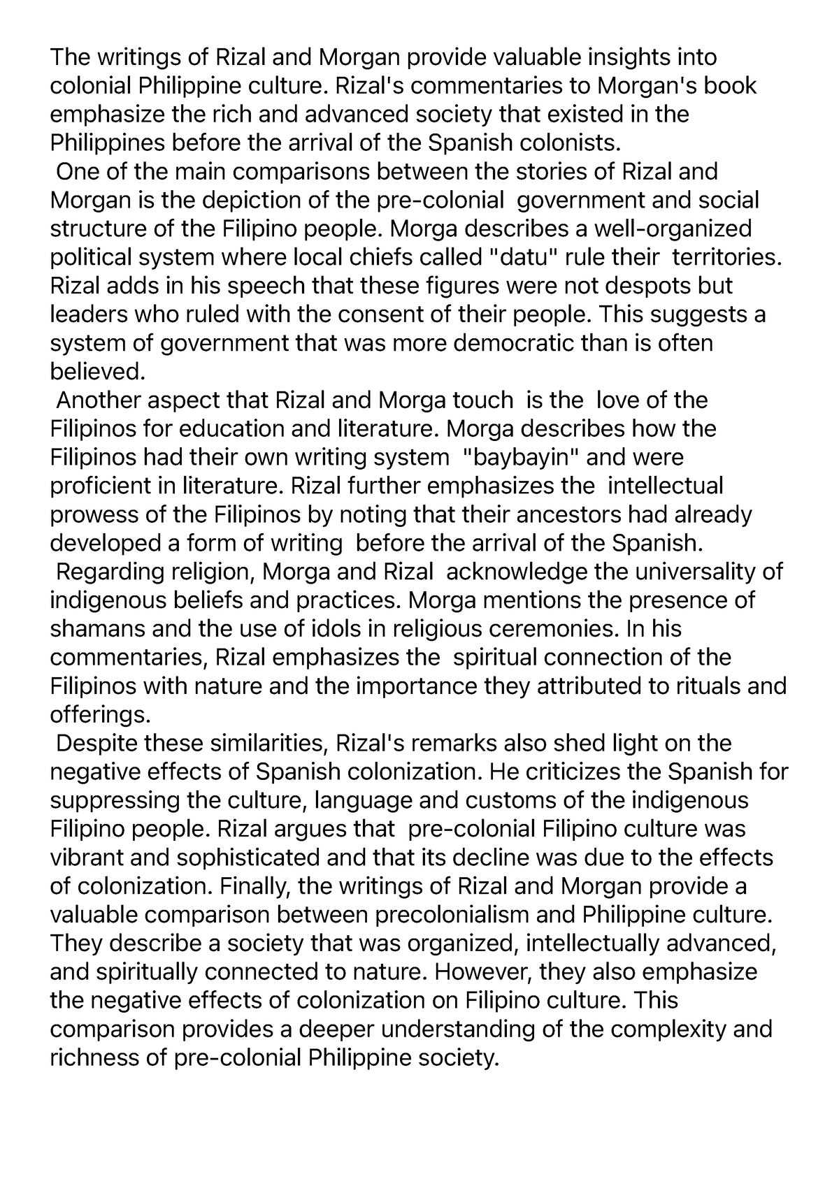 Assignment 10 - The writings of Rizal and Morgan provide valuable ...
