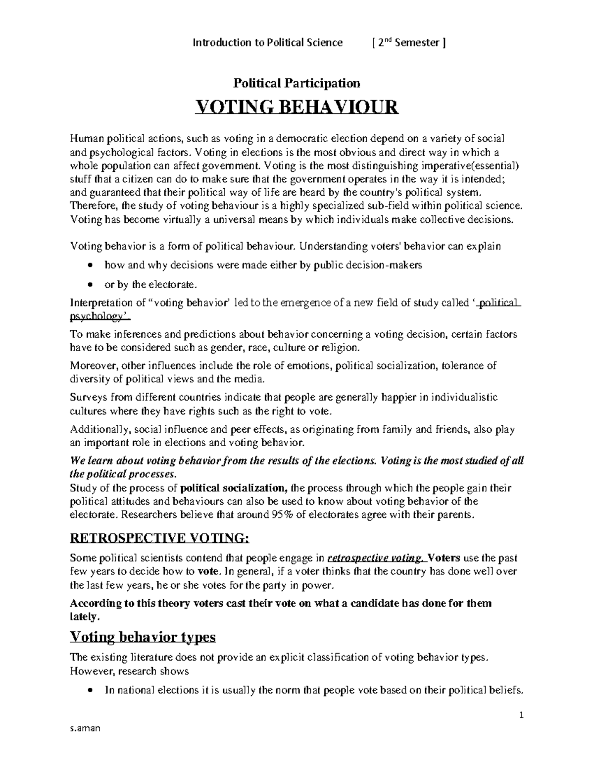 dissertation on voting behaviour