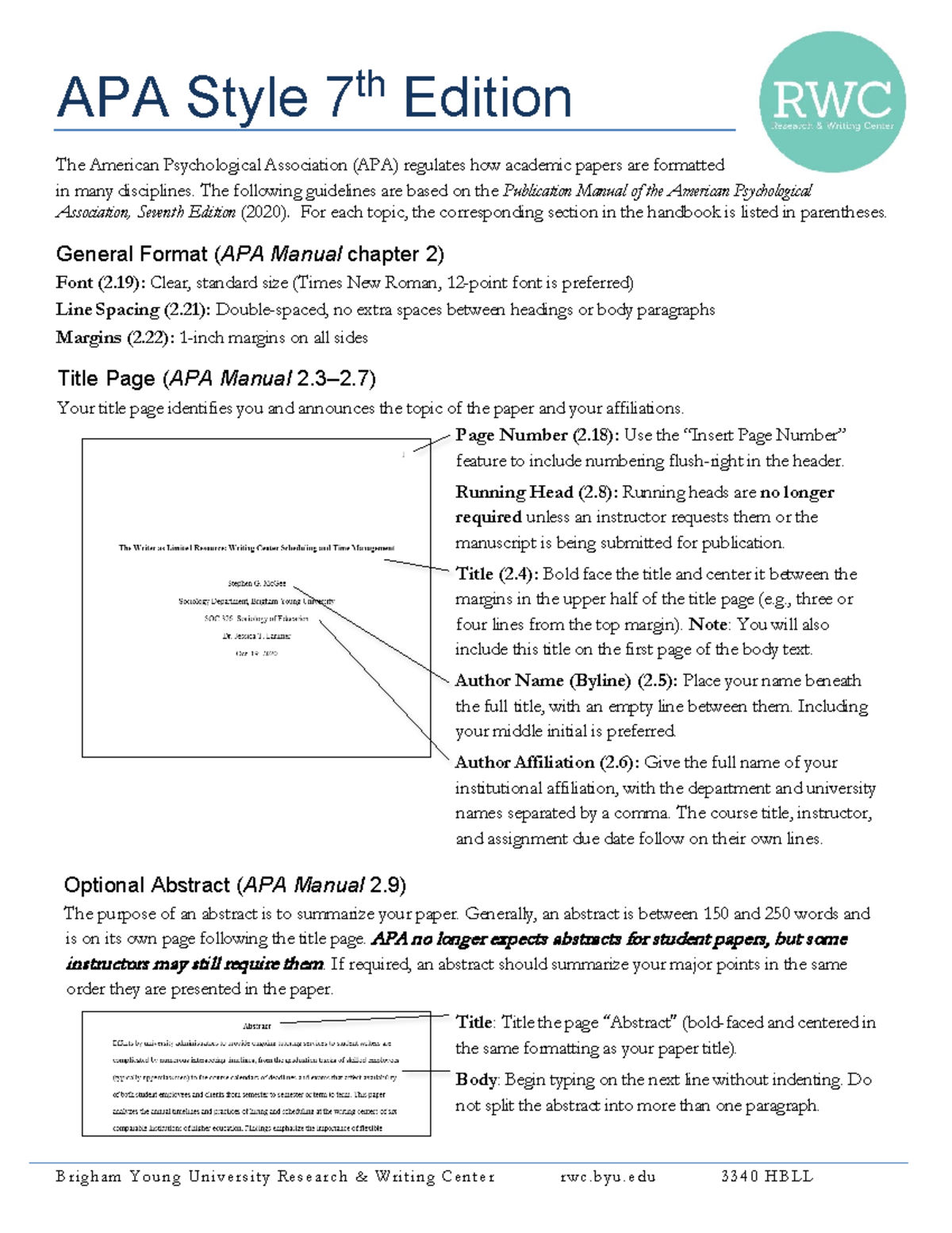 APA-7 - apa-7 guide - APA Style 7 th Edition The American Psychological ...