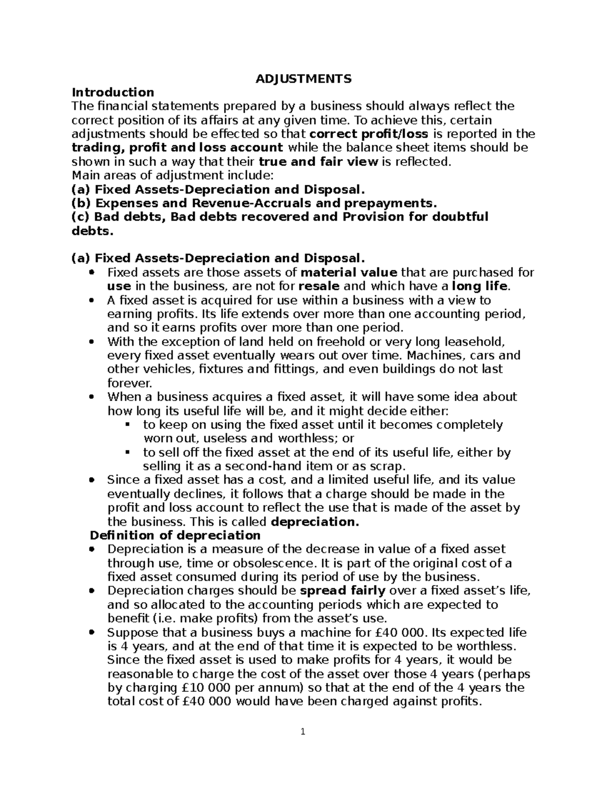 Adjustments - shcool notes - ADJUSTMENTS Introduction The financial ...