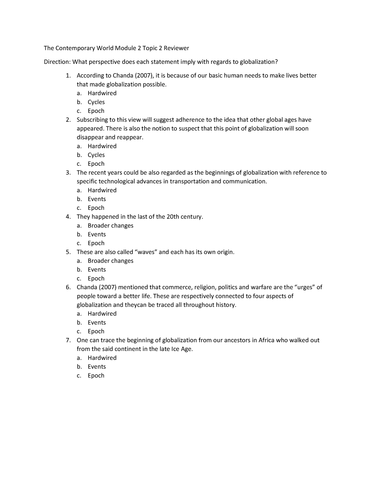 The Contemporary World Module 2 Topic 2 Reviewer - The Contemporary ...