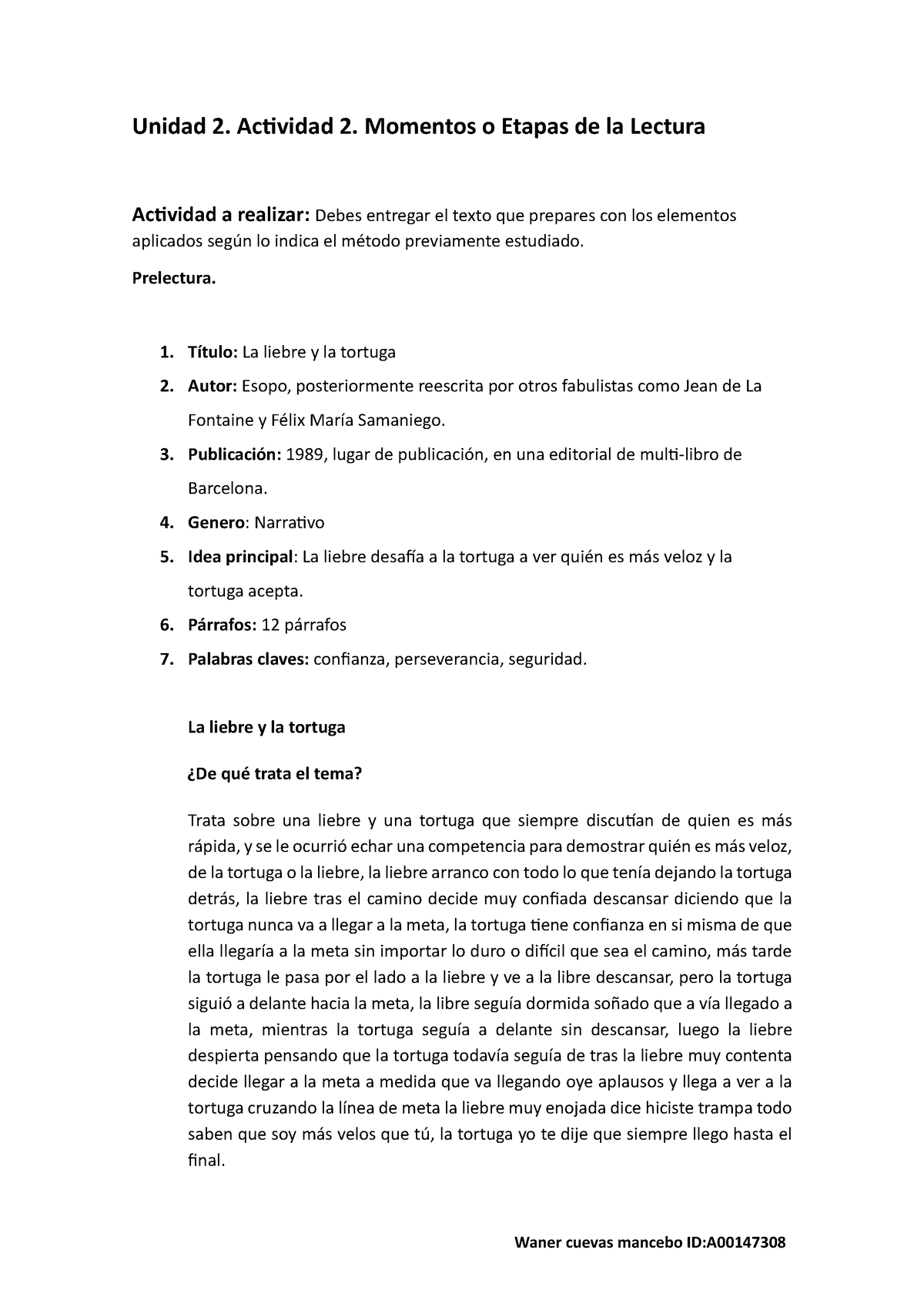 Unidad 2 Actividad 2 Momentos O Etapas De La Lectura Waner Cuevas Waner Cuevas Mancebo Ida 1740