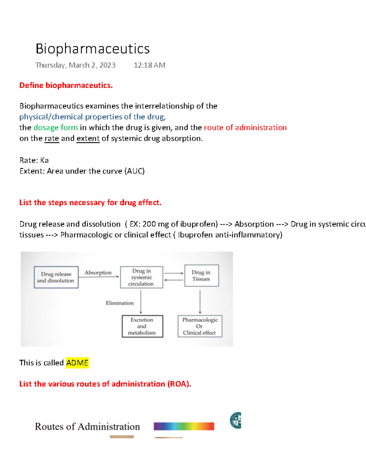 Biopharmaceutics - FINAL EXAM Notes - Define Biopharmaceutics ...