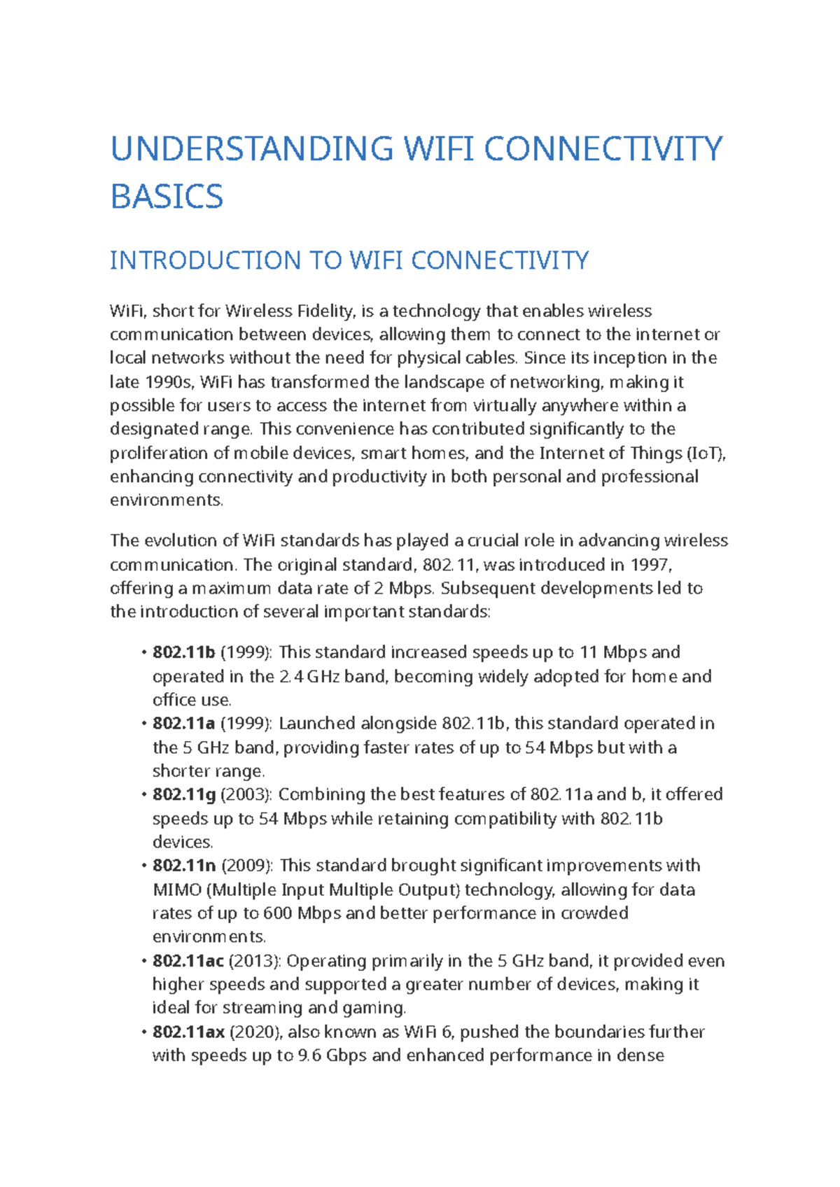 Understanding Wi Fi Connectivity Basics - UNDERSTANDING WIFI ...