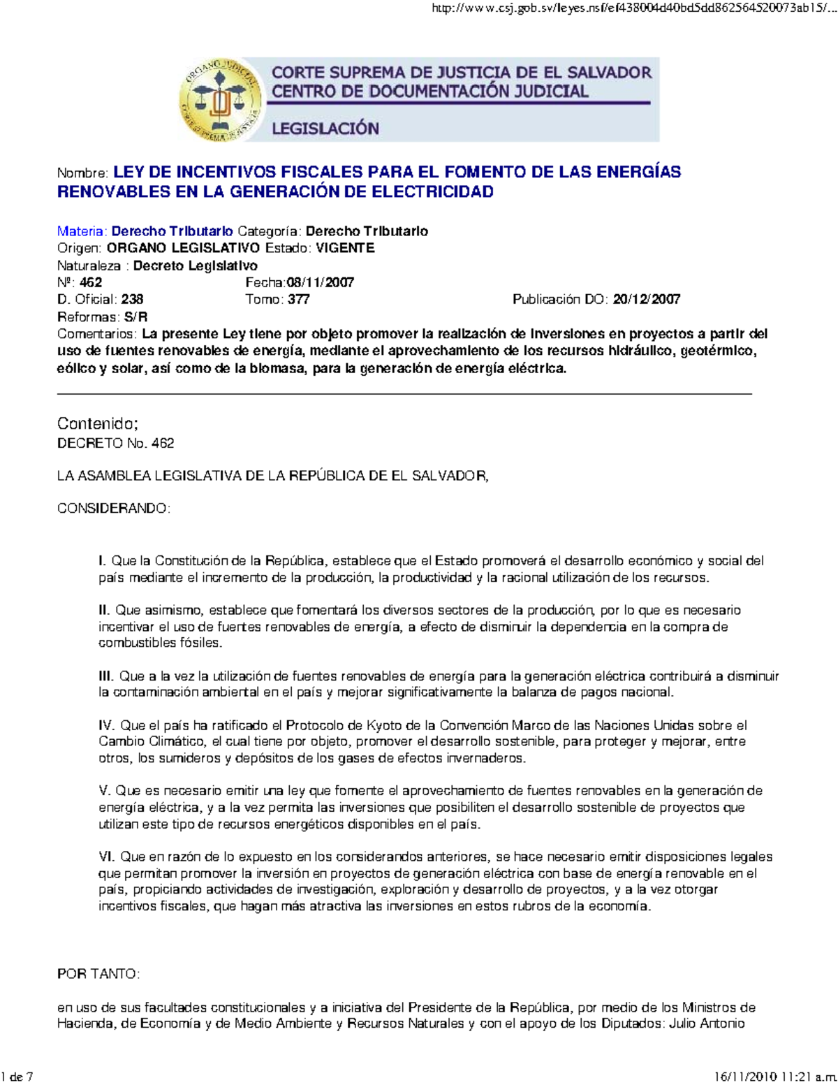 LEY DE Incentivos Fiscales PARA EL Fomento DE LAS Energías Renovables ...