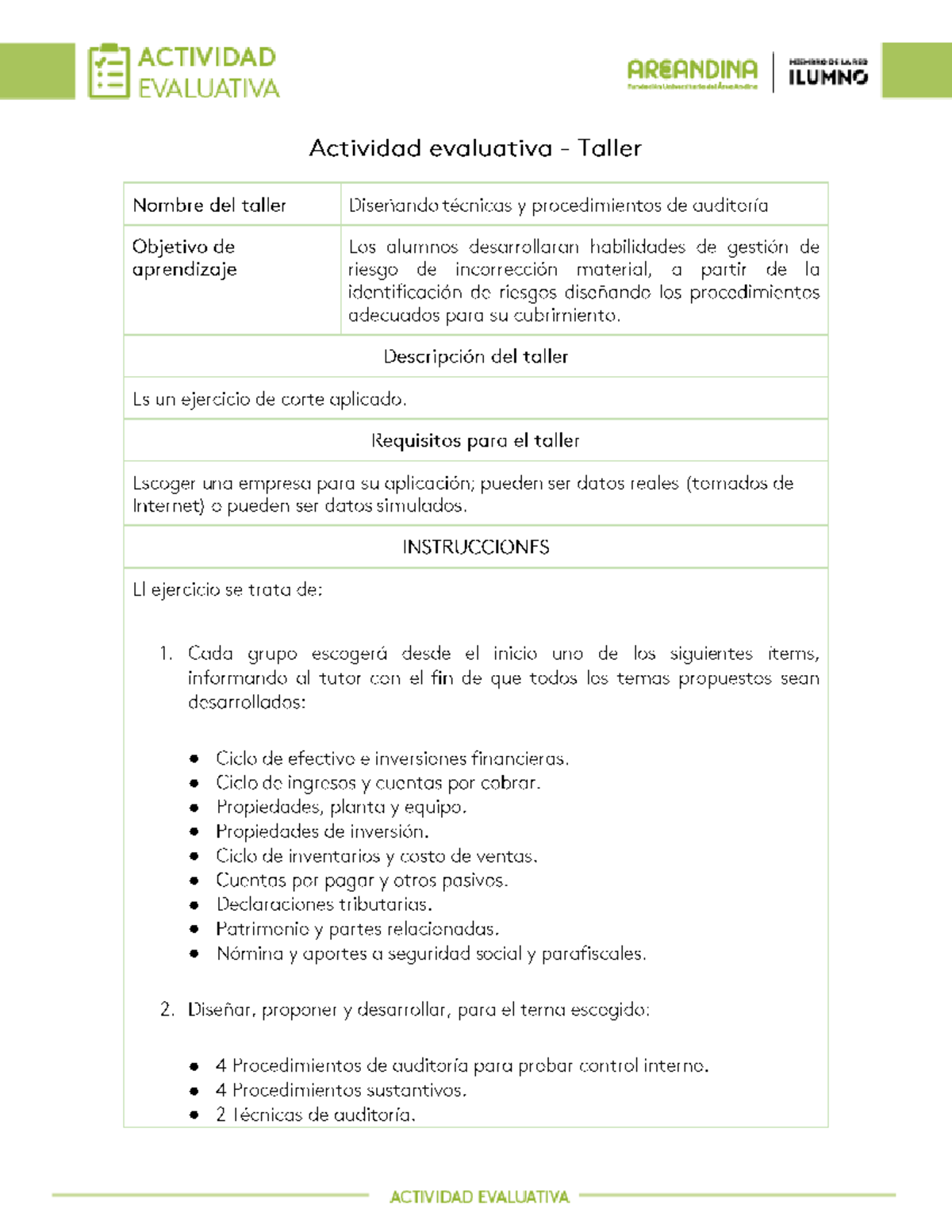 Actividad evaluativa - Eje 3 - Auditoria Financiera - - Studocu