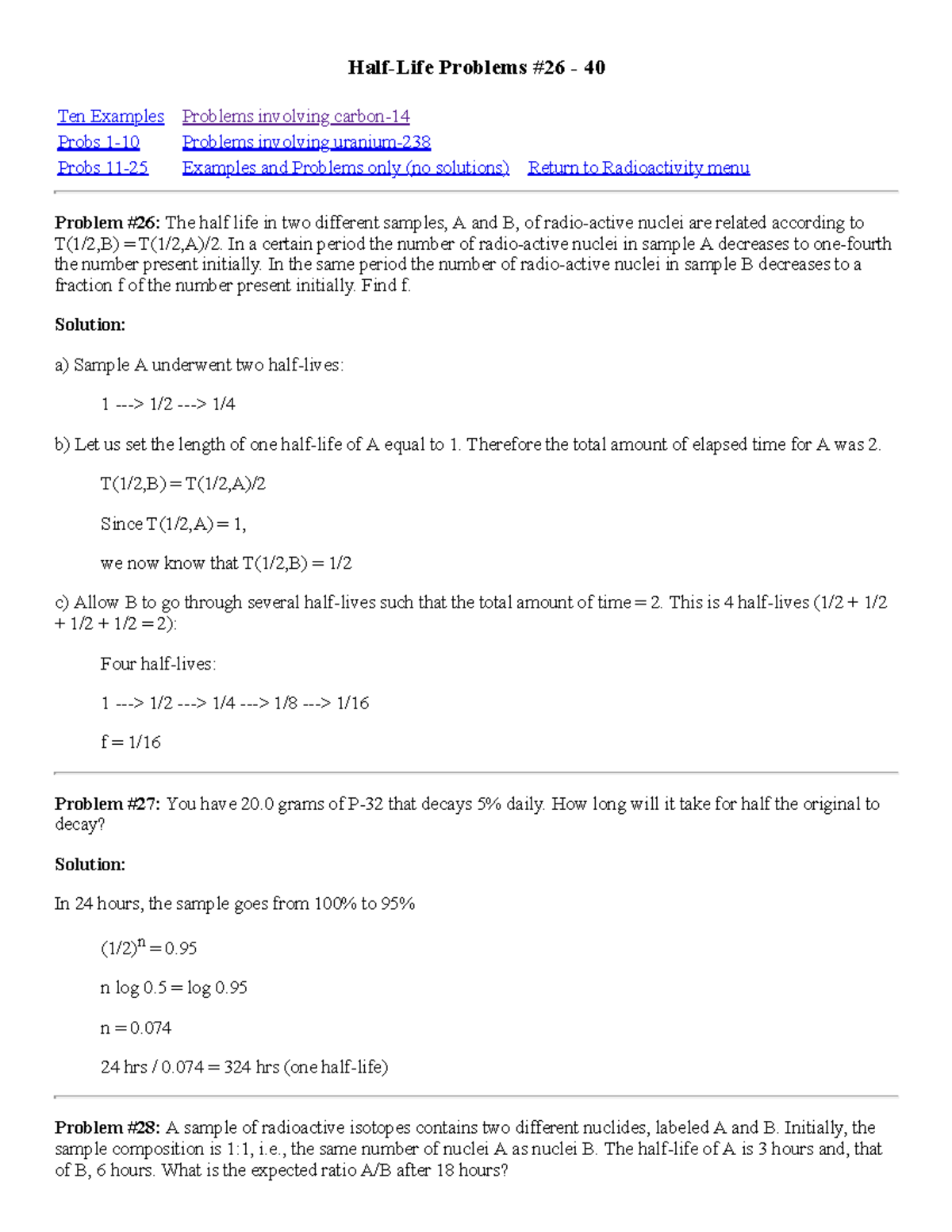 Chem Team Half Life Problems 26 40 Chemistry 181 StuDocu