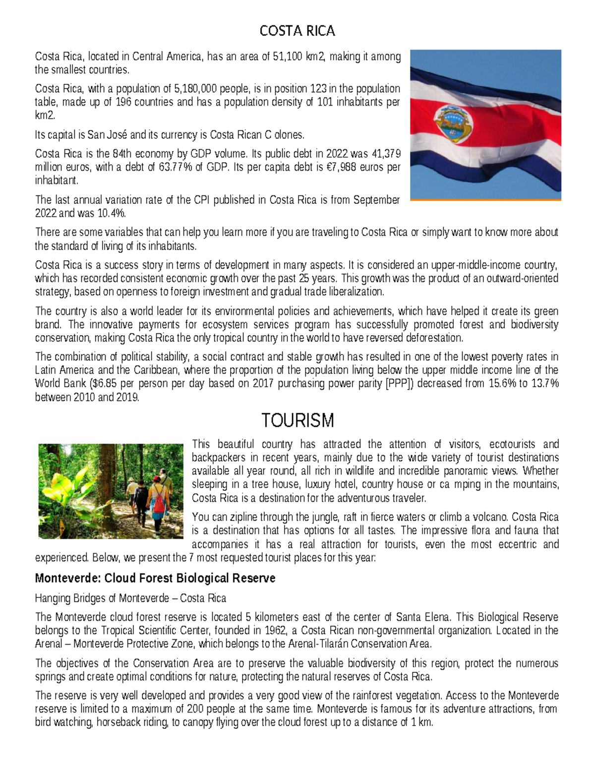 Costa RICA EN Ingles - COSTA RICA Costa Rica, located in Central ...