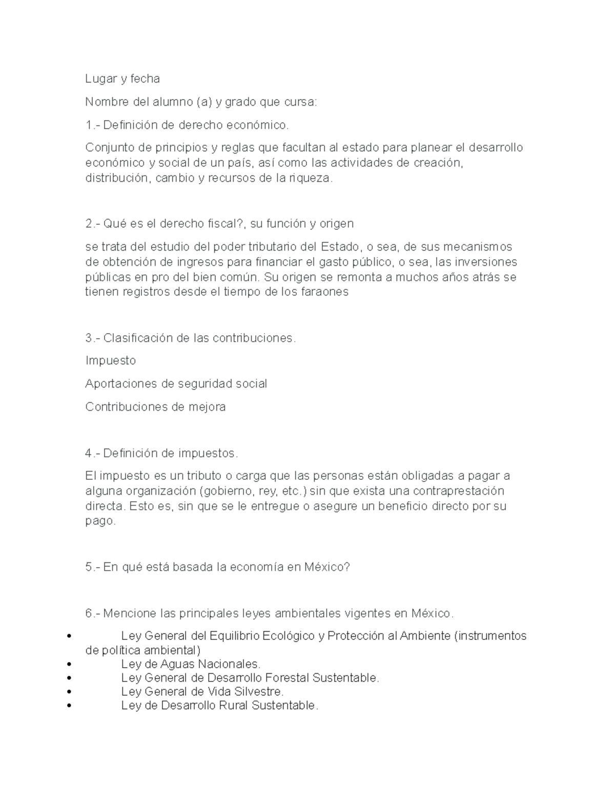 Examen De Derecho Fiscal, Donde Se Mencionan Los Recursos - Lugar Y ...