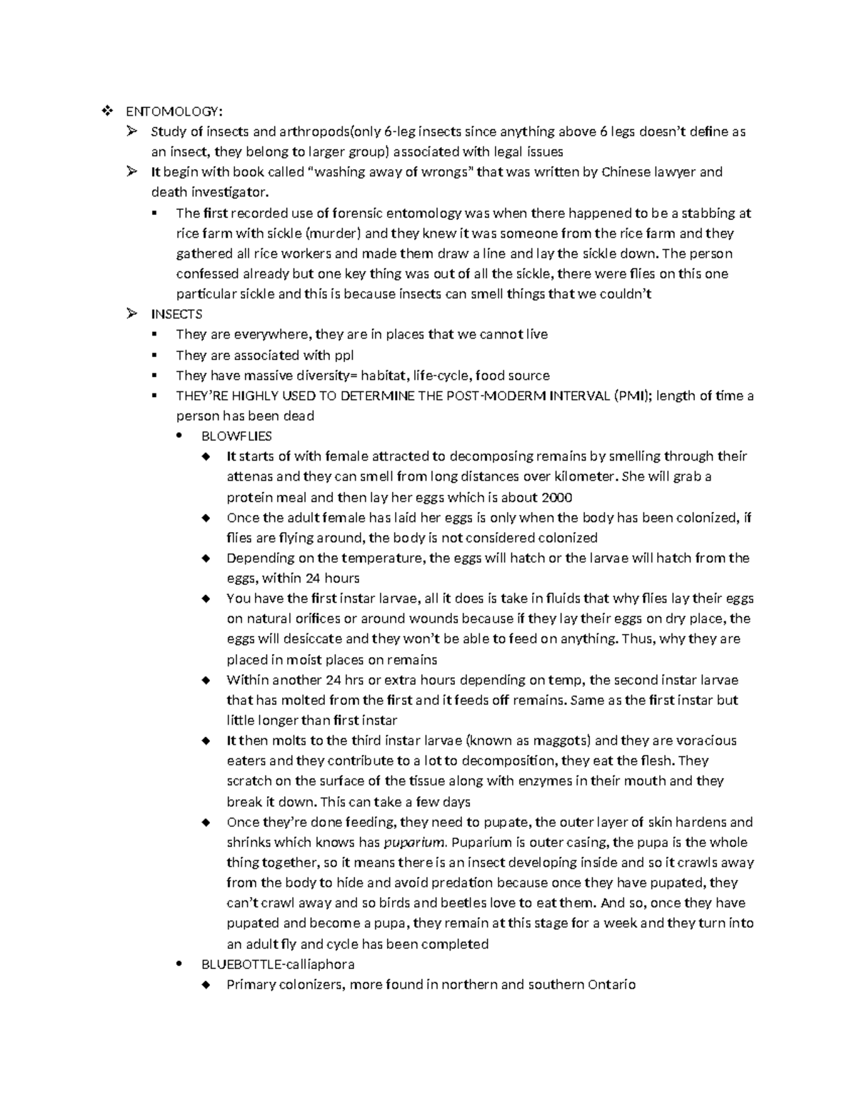 Entomology-notes - ENTOMOLOGY: Study of insects and arthropods(only 6 ...