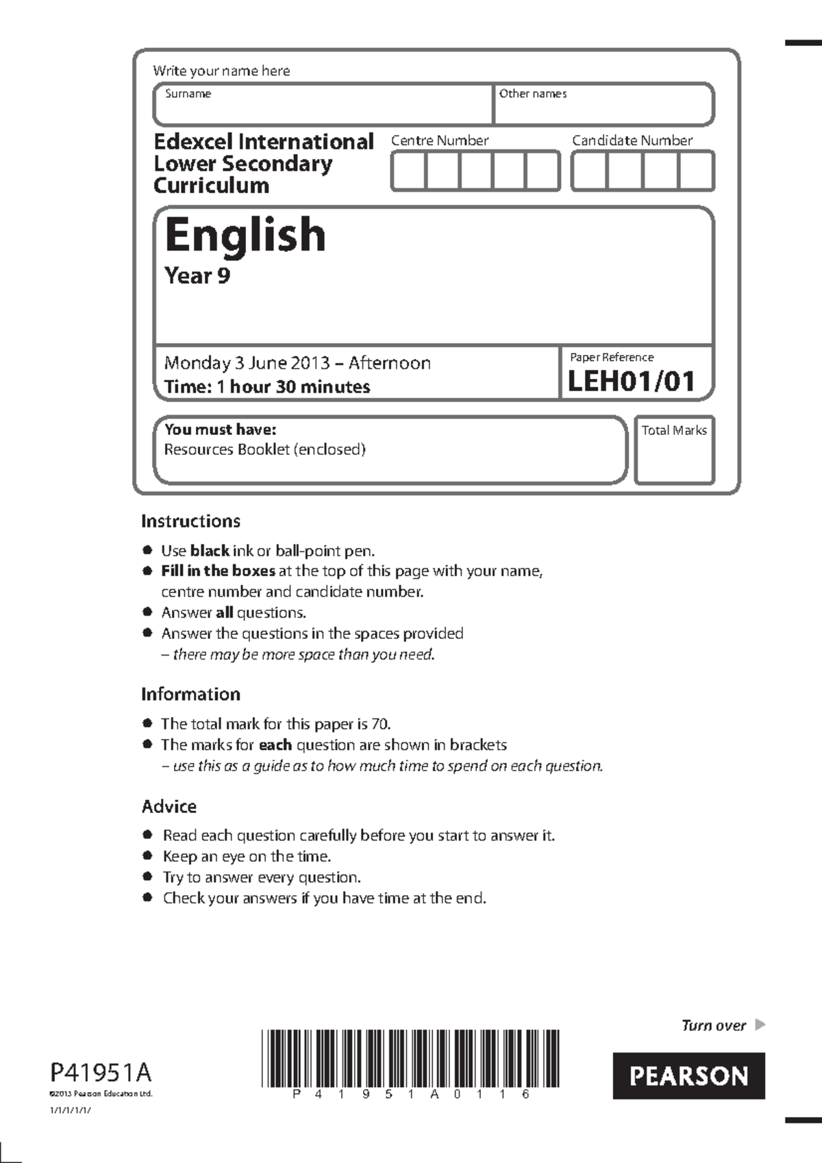 Questionpaper-Year9-June 201 3 - -?9 B, 9 - ( ? B, 9(? F/B9 - , & 9 B9 ...