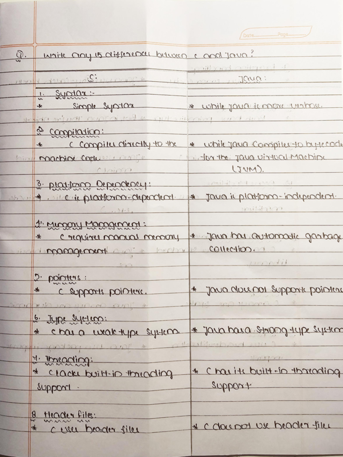 JAVA ASS 1 - Java assignment - Date Page Q. write any 15 differences ...
