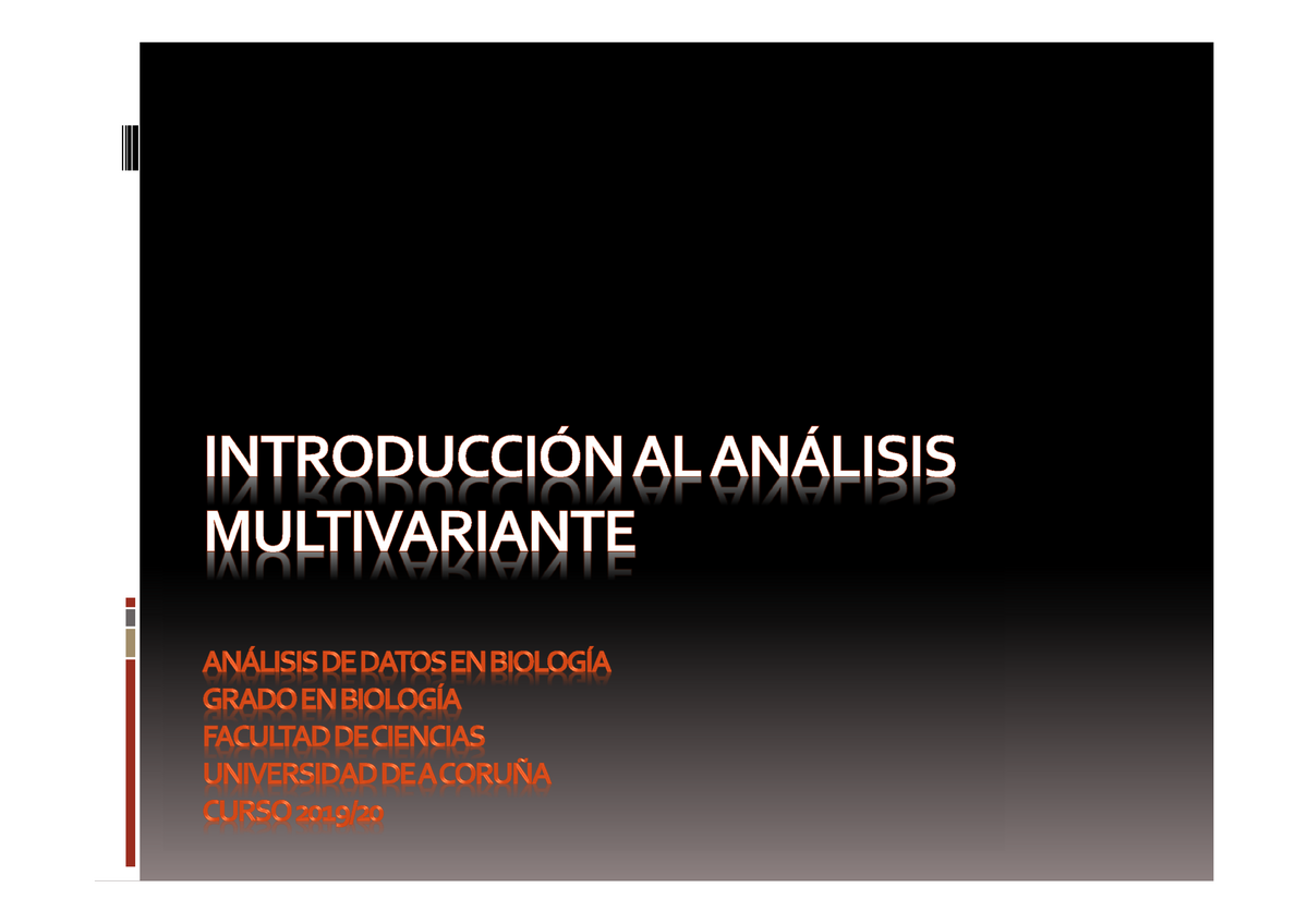 Análisis Discriminante Programa Análisis Multivariante Descripción De Datos Multivariantes 1 0715