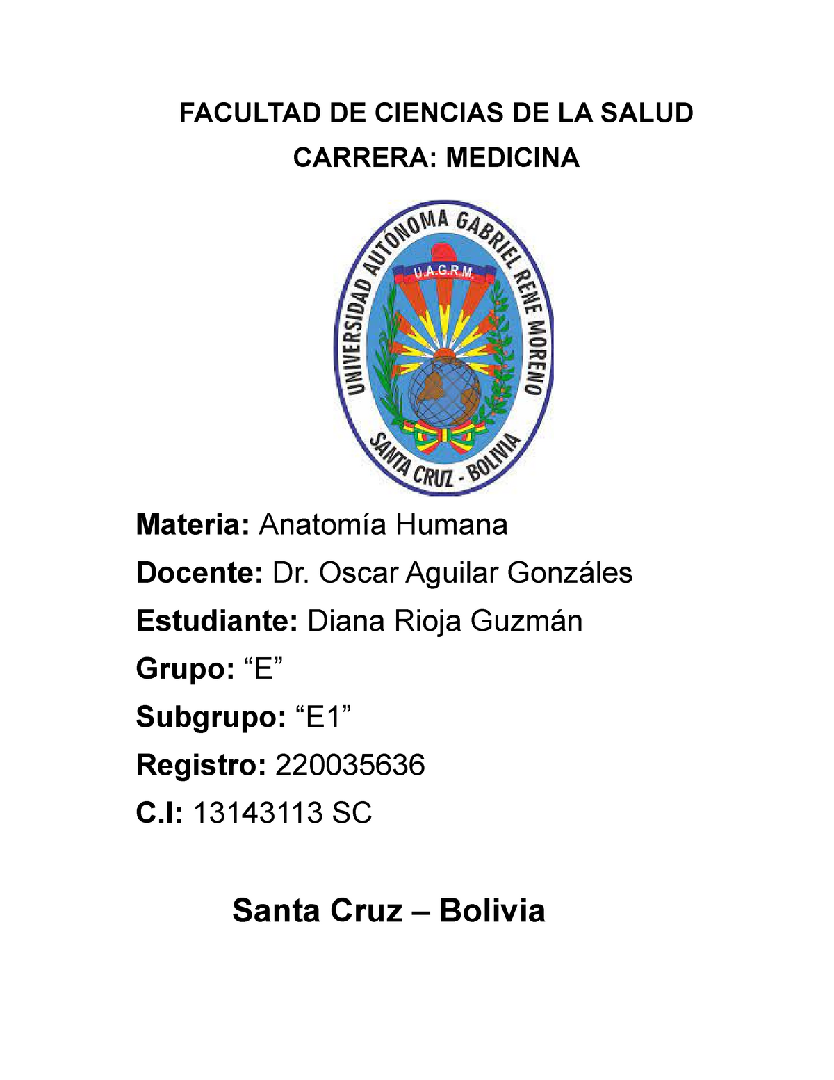 Tarea De Anatomía Humana - FACULTAD DE CIENCIAS DE LA SALUD CARRERA ...