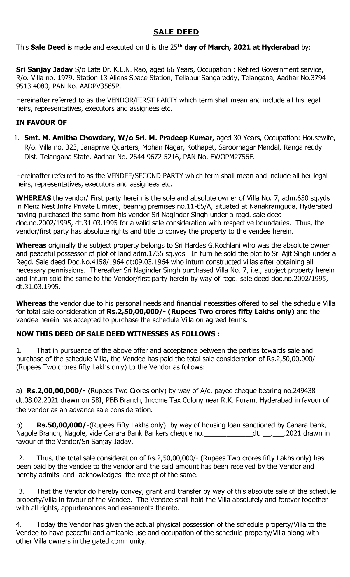 5. SALE DEED - Copy - About sale deed of property - SALE DEED This Sale ...