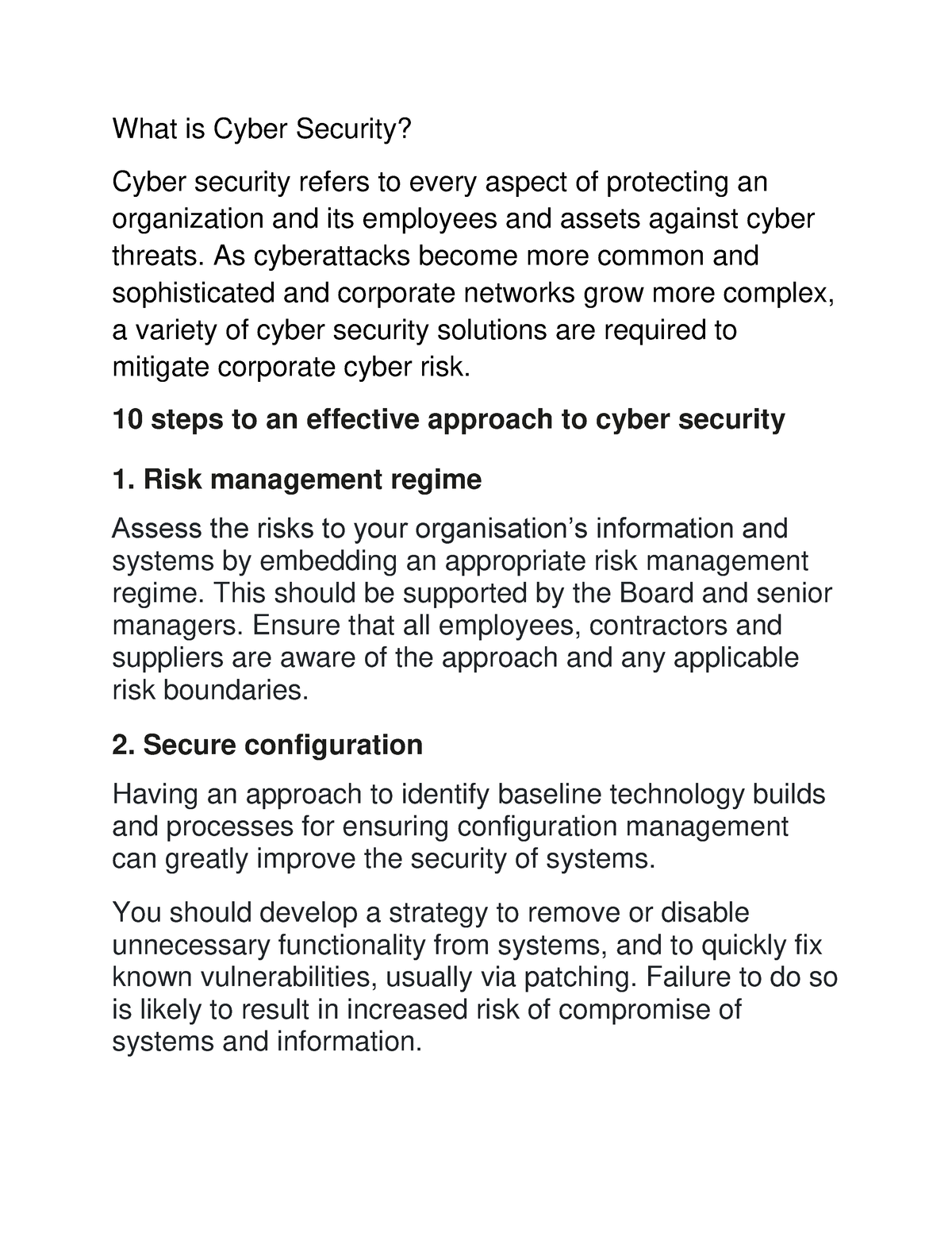 Internet security ( unit 2) - What is Cyber Security? Cyber security ...