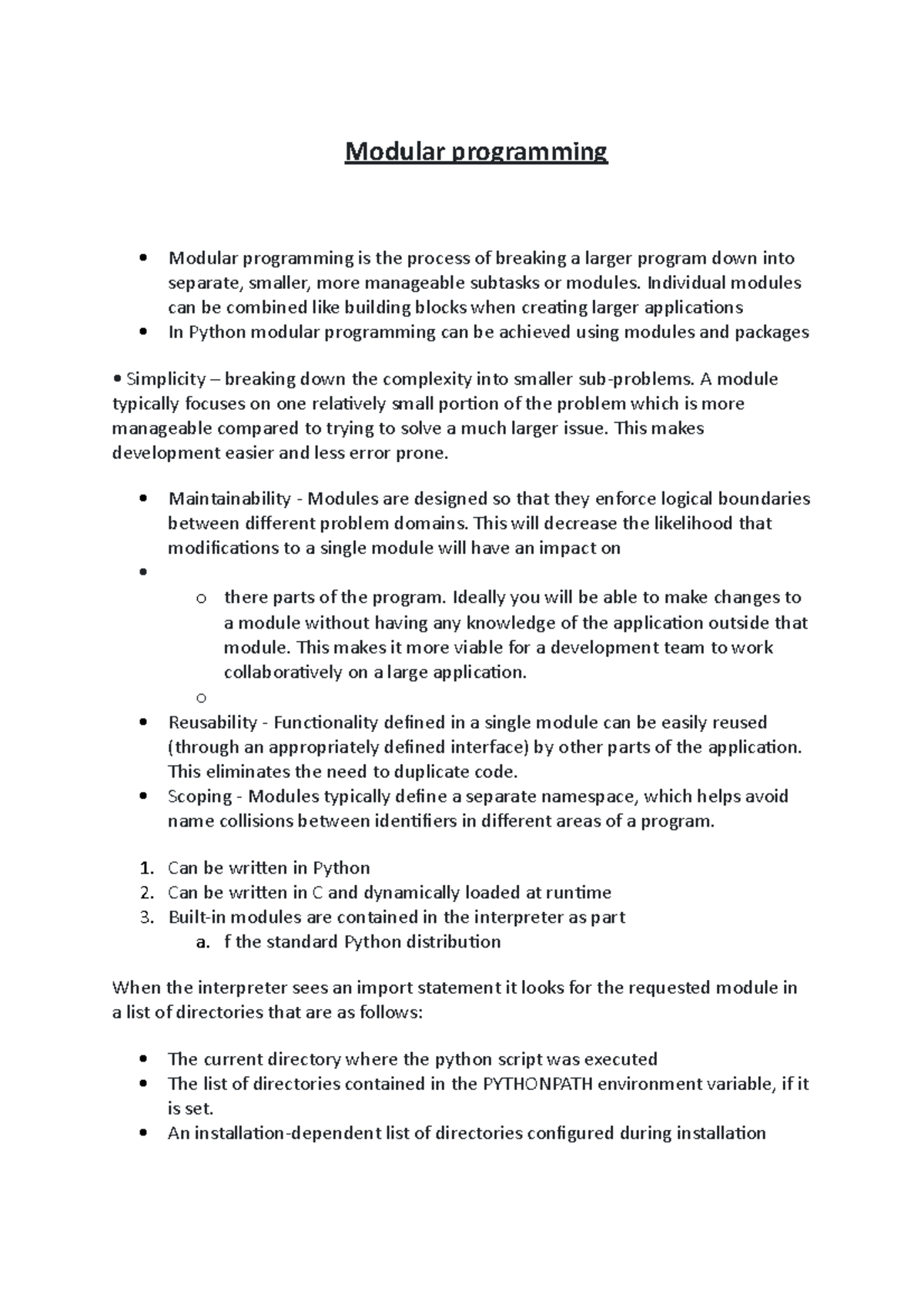 Modular programming - COMP1811 - GRE - Studocu