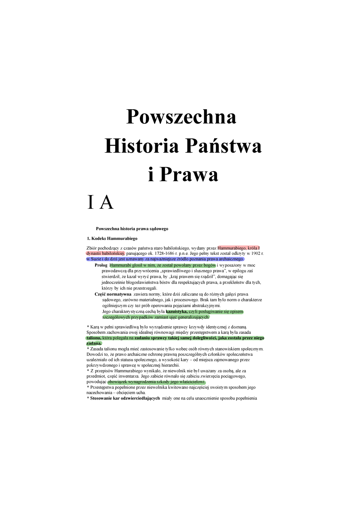 Cdn - historia prawa - Powszechna Historia Państwa i Prawa I A