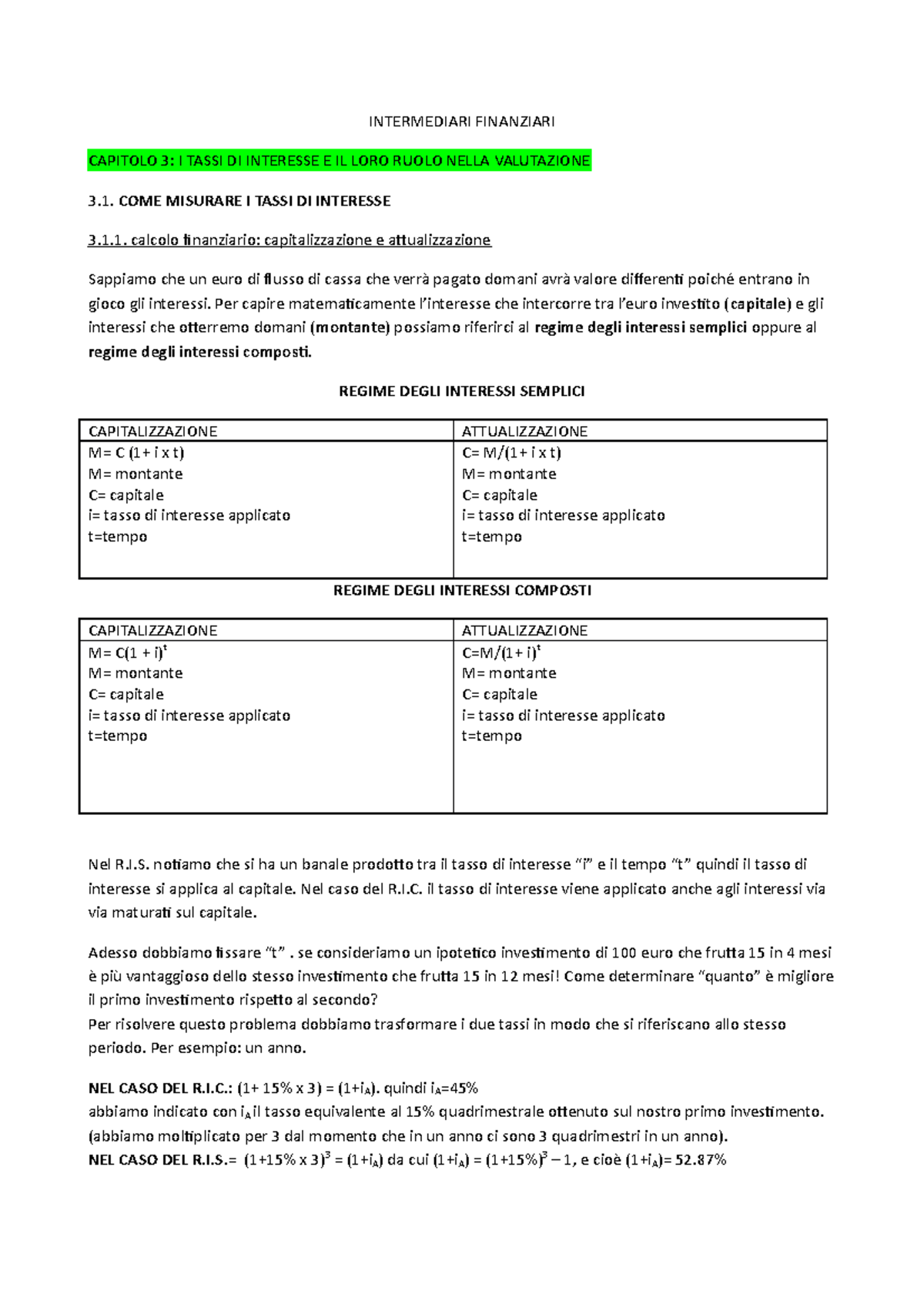 Intermediari Finanziari INTERMEDIARI FINANZIARI CAPITOLO 3