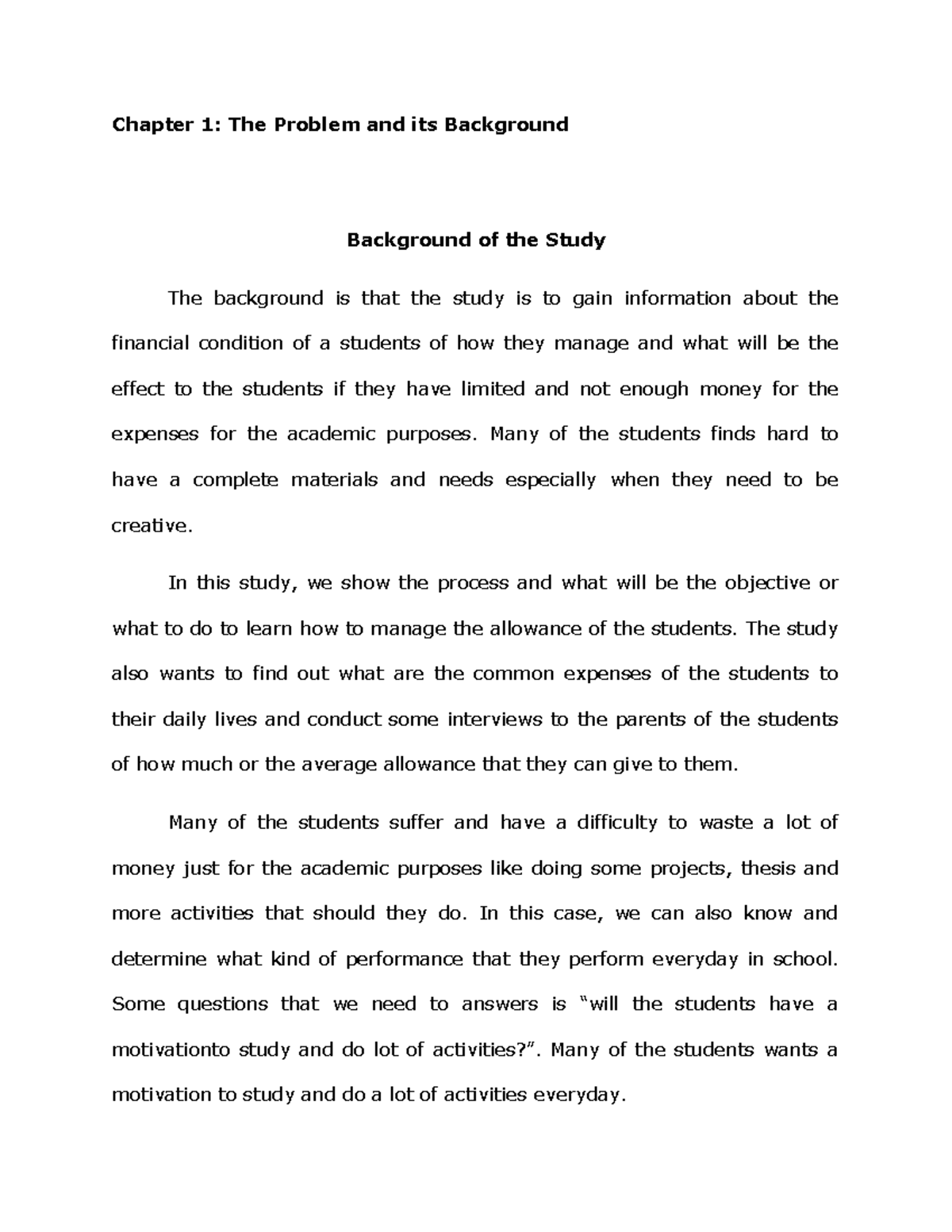 Chapter 1 The Problem And Its Background - Chapter 1: The Problem And ...