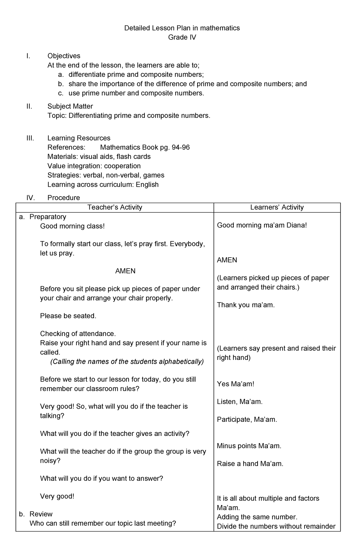 Detailed-Lesson-Plan - Detailed Lesson Plan in mathematics Grade IV I ...