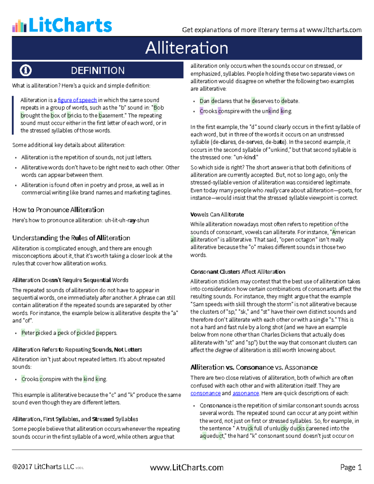 Alliteration-Lit Chart - Alliteration What is alliteration? Here’s a ...
