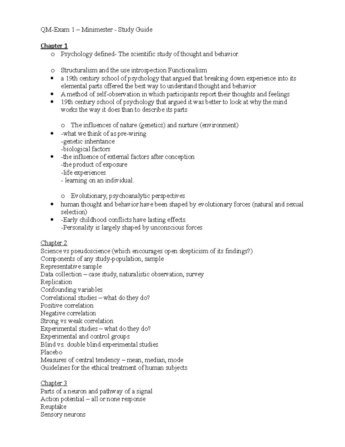 2019 2 PSY2012 Exam1Study Guide - QM-Exam 1 – Minimester - Study Guide ...