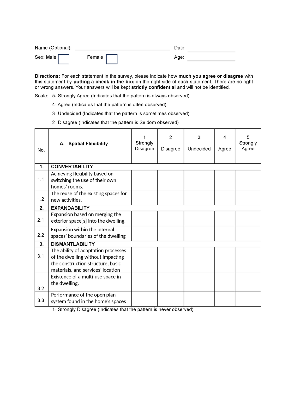 Recreational Participation Patterns - Name (Optional): Date Sex: Male ...