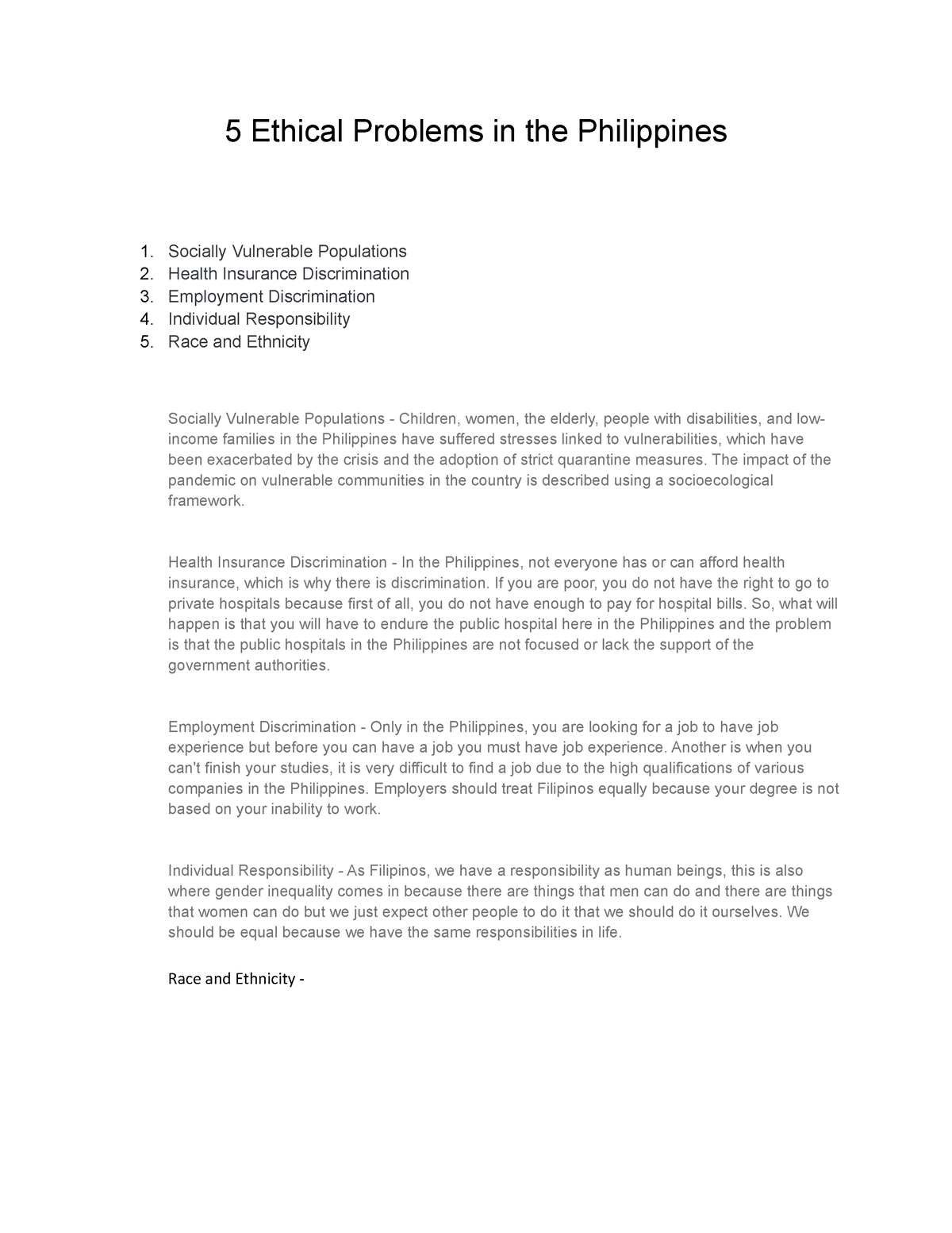 social problems in the philippines essay free example