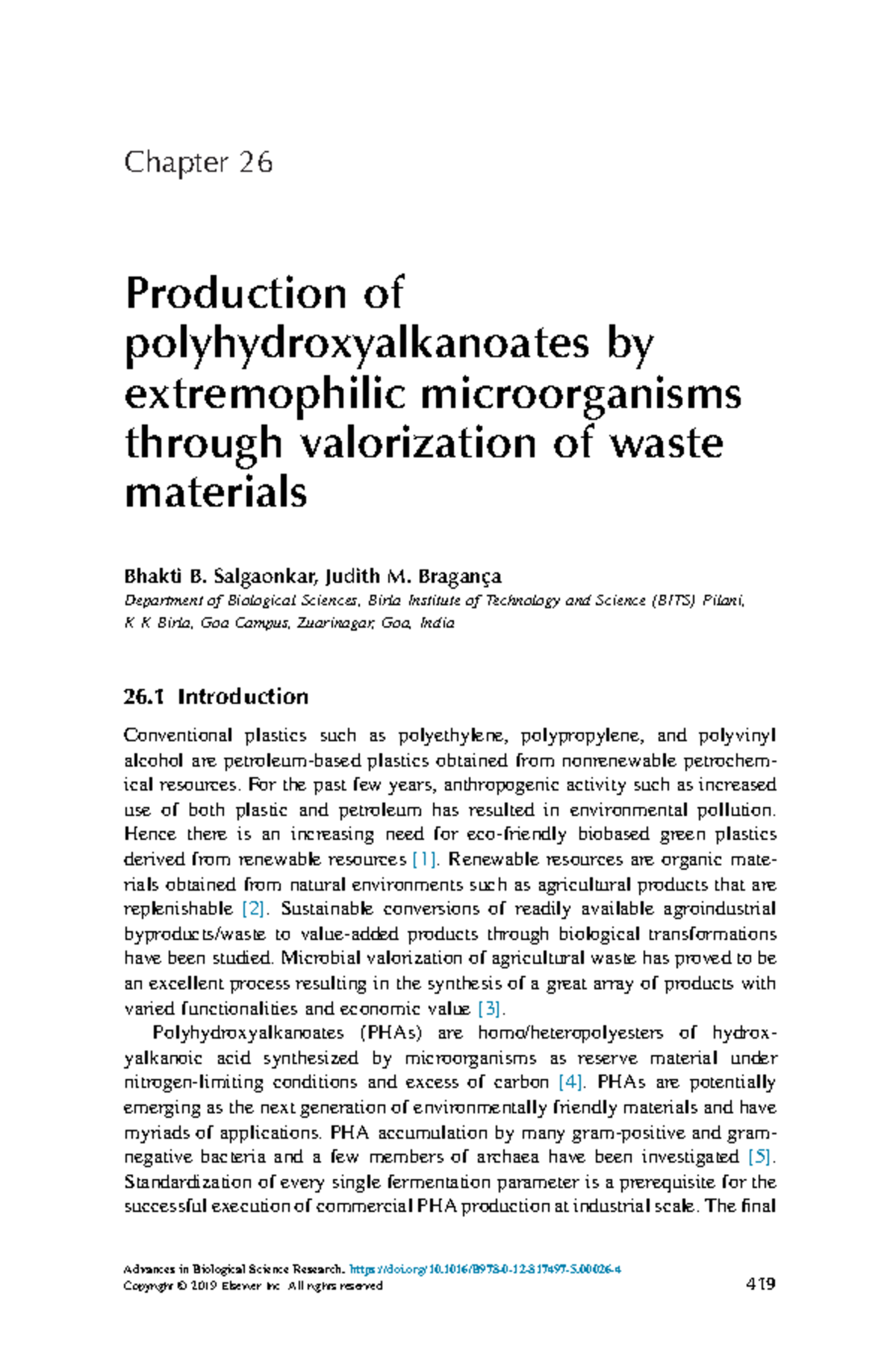 B978 0 12 817497 5 - Chapter 26 Production of polyhydroxyalkanoates by ...