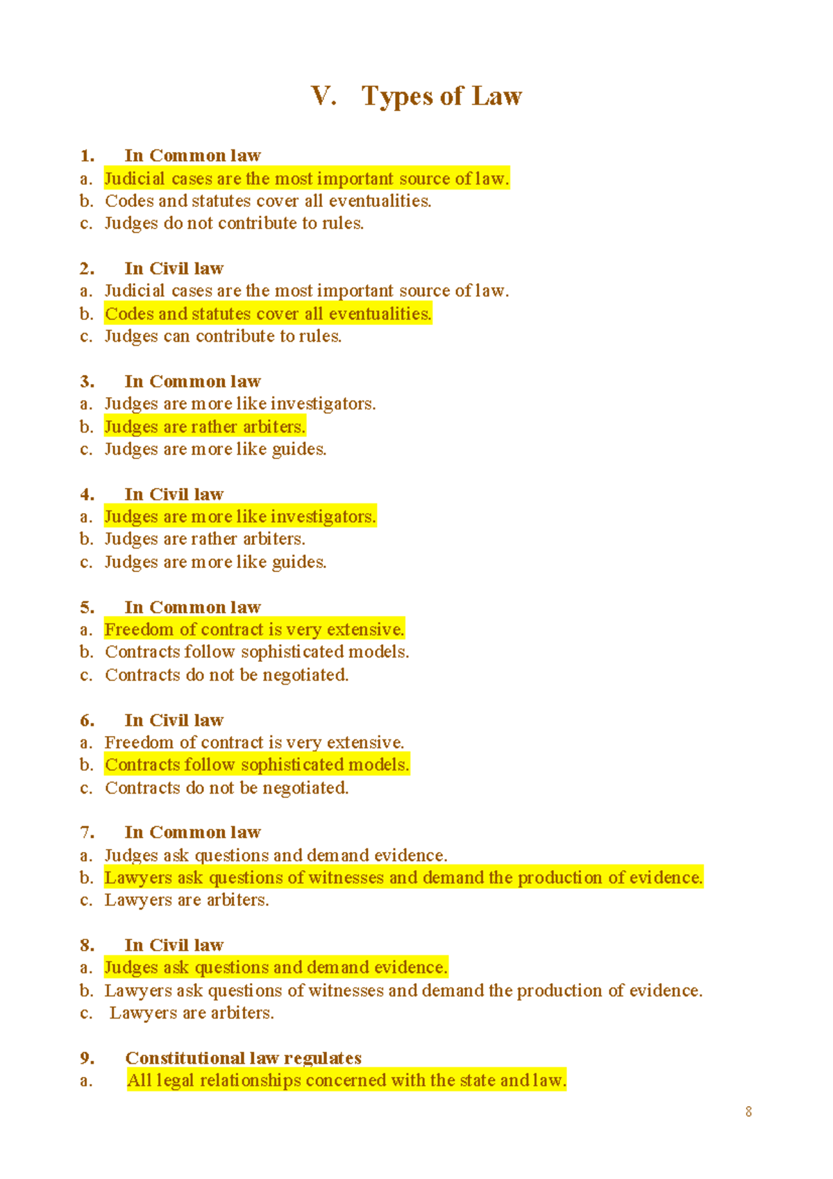 Lesson 5 Types Of Law None 8 V Types Of Law 1 In Common Law A 