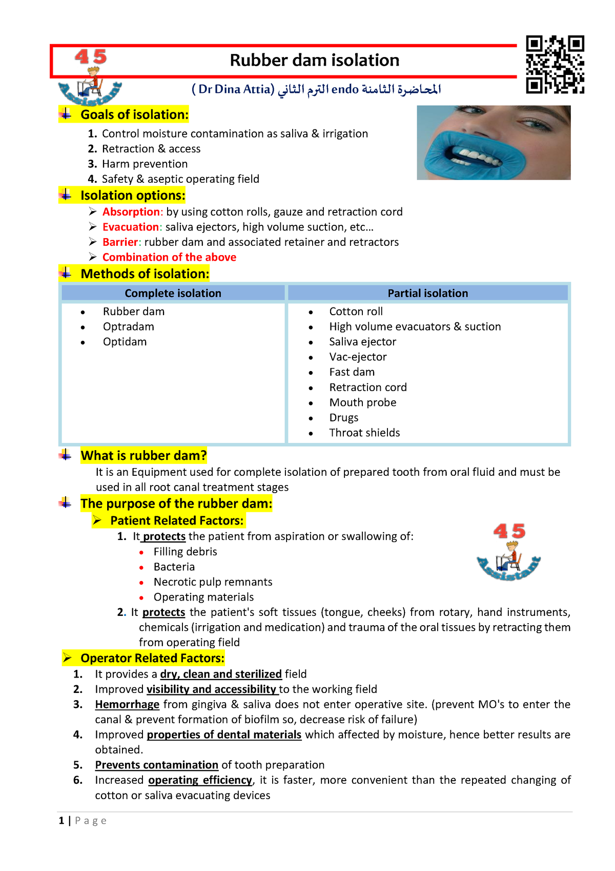 08- Rubber Dam Isolation - Rubber Dam Isolation ( Dr Dina Attiaالترم ...