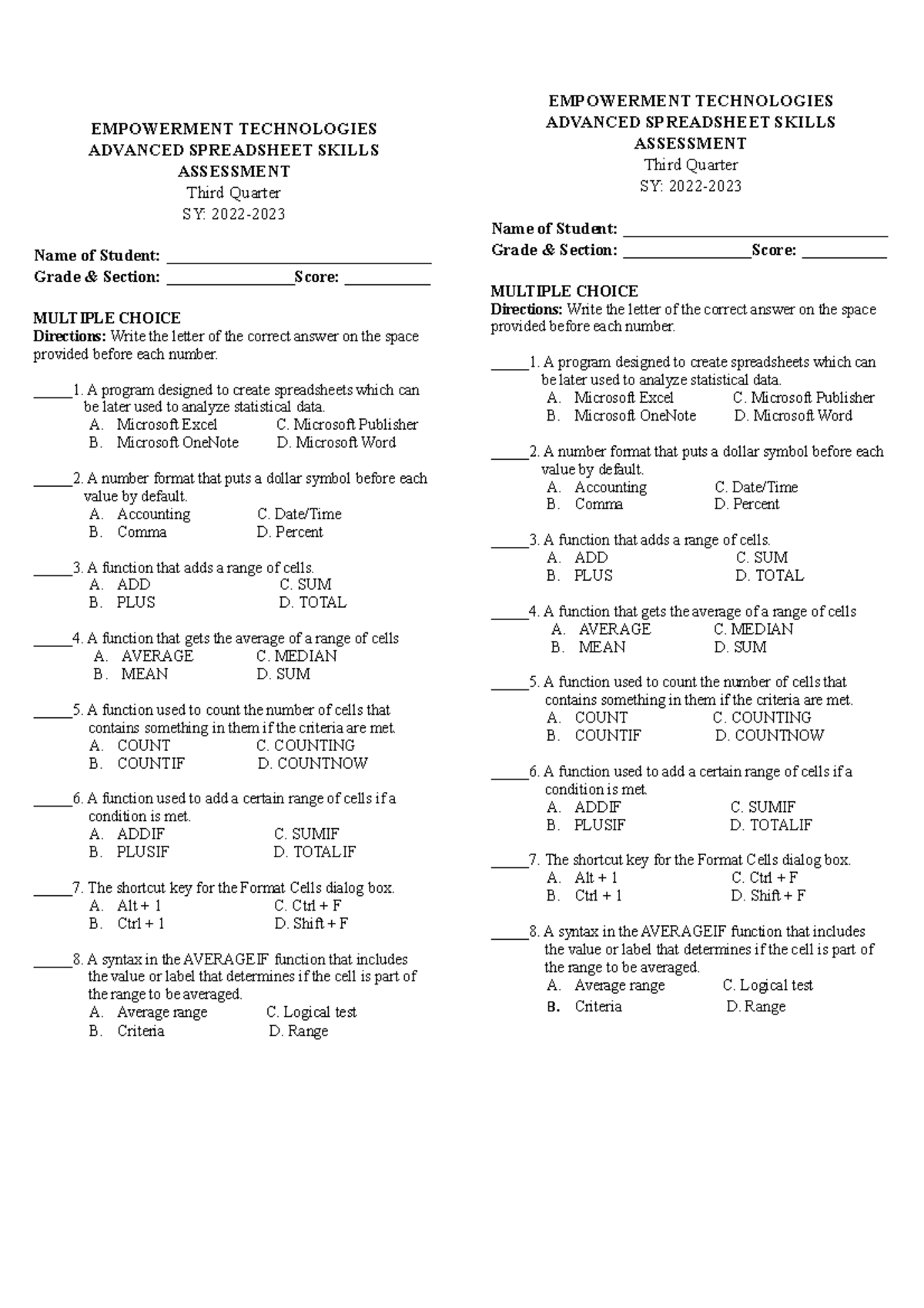 Empowerment Technologies- Assessment CO - EMPOWERMENT TECHNOLOGIES ...