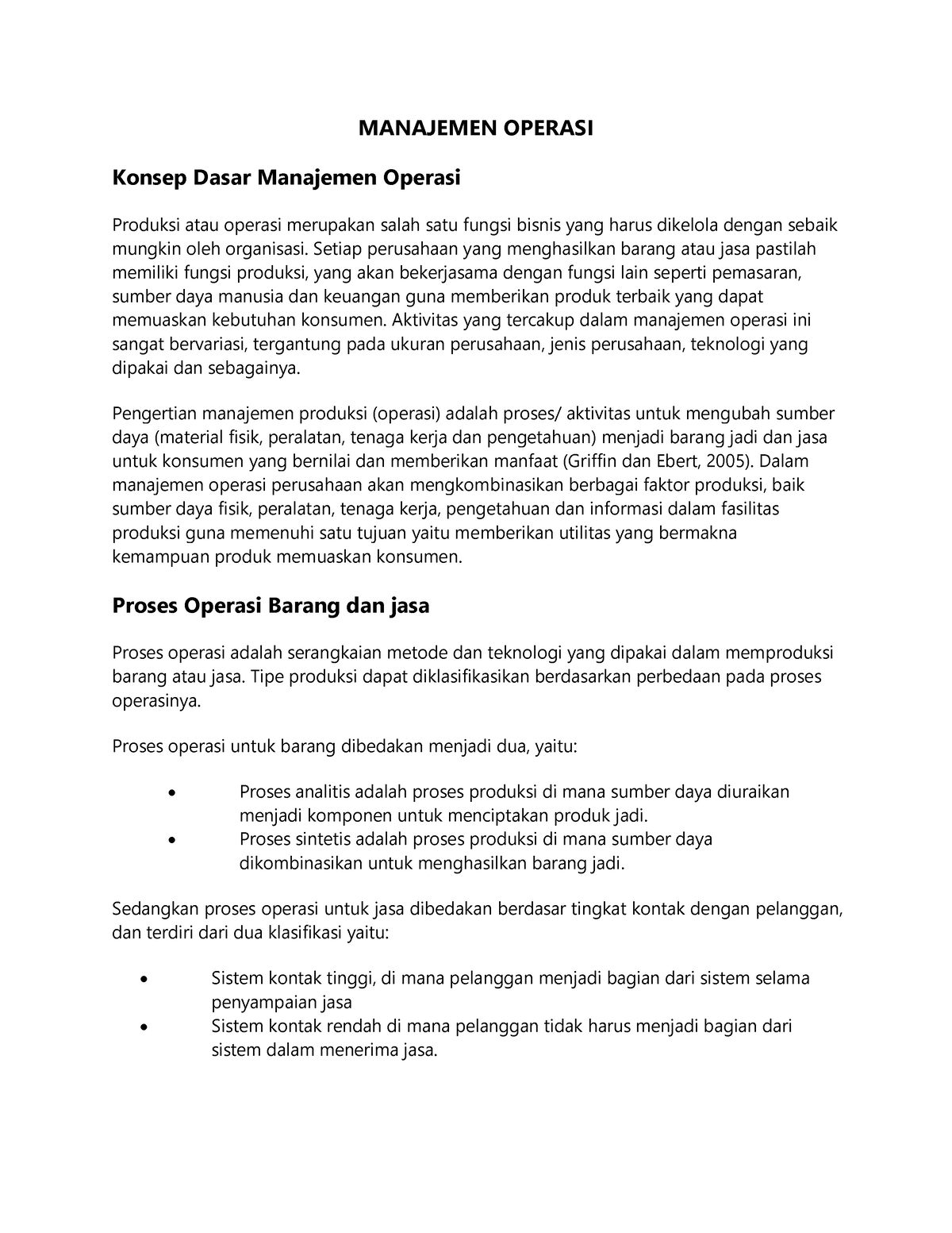 Manajemen Operasi - MANAJEMEN OPERASI Konsep Dasar Manajemen Operasi ...