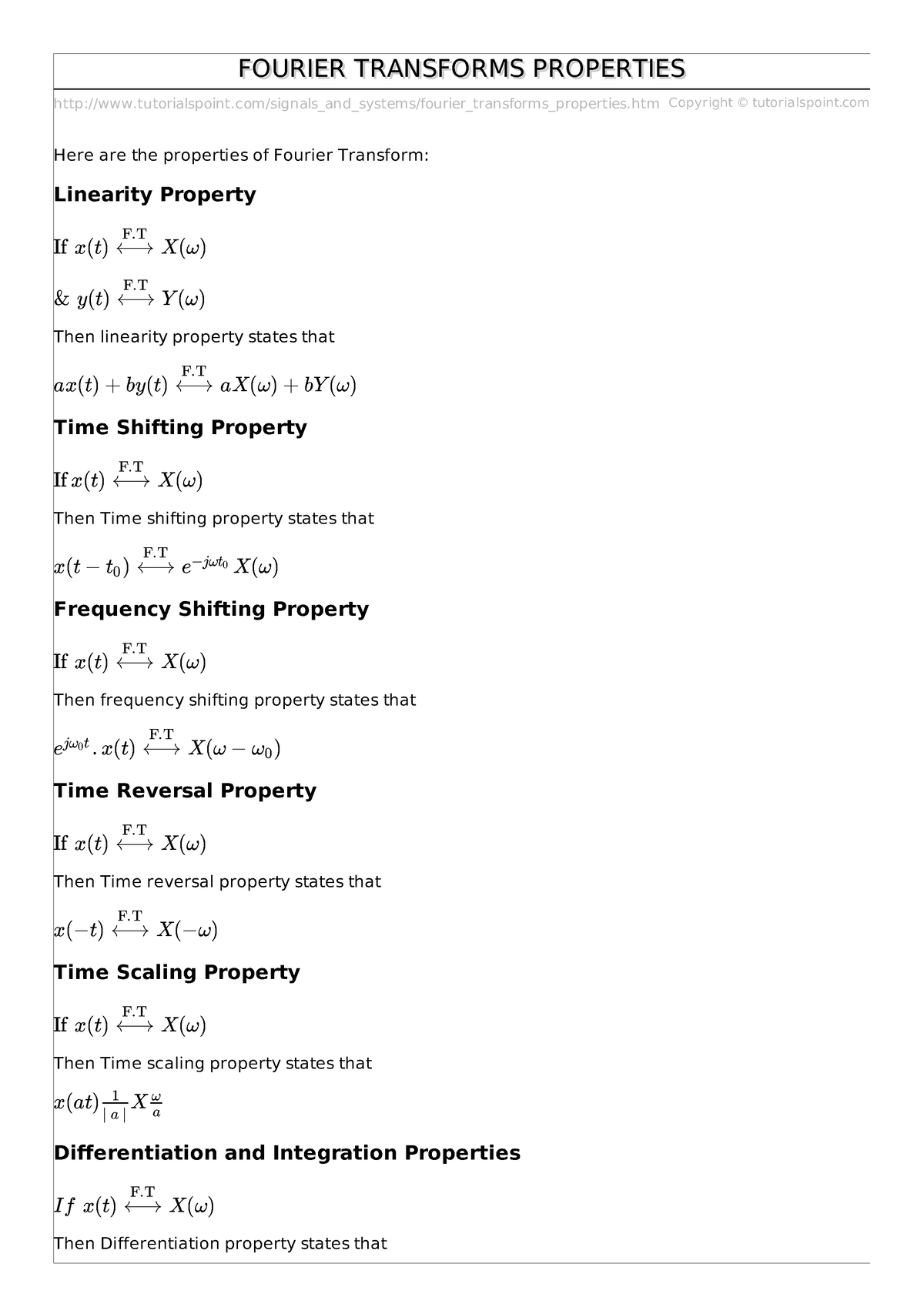 Week 5 Fourier Transforms Properties - - Studocu