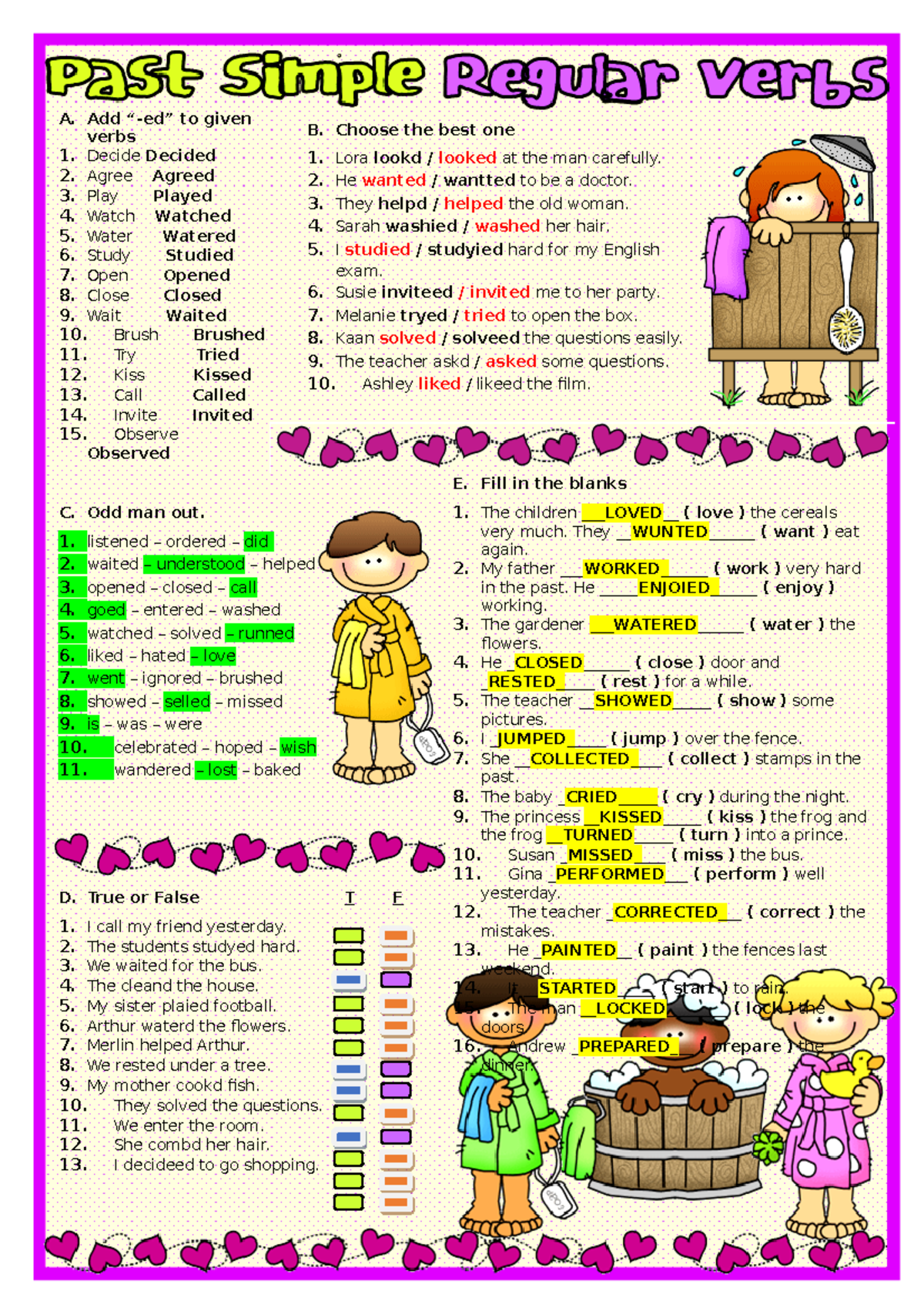 Ingles - HOAL - SEMANA 9 TEMA: SIMPLE PAST: REGULAR VERBS. AFFIRMATIVE FILL  THE BLANKS WITH THE - Studocu