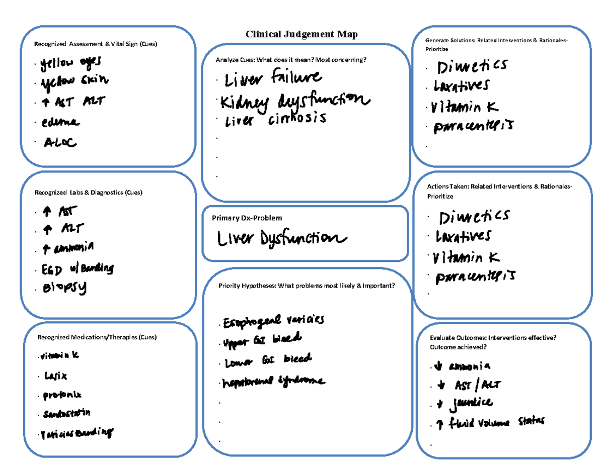Week 6 Active Learning N480 - Clinical Judgement Map Primary Dx-Problem ...