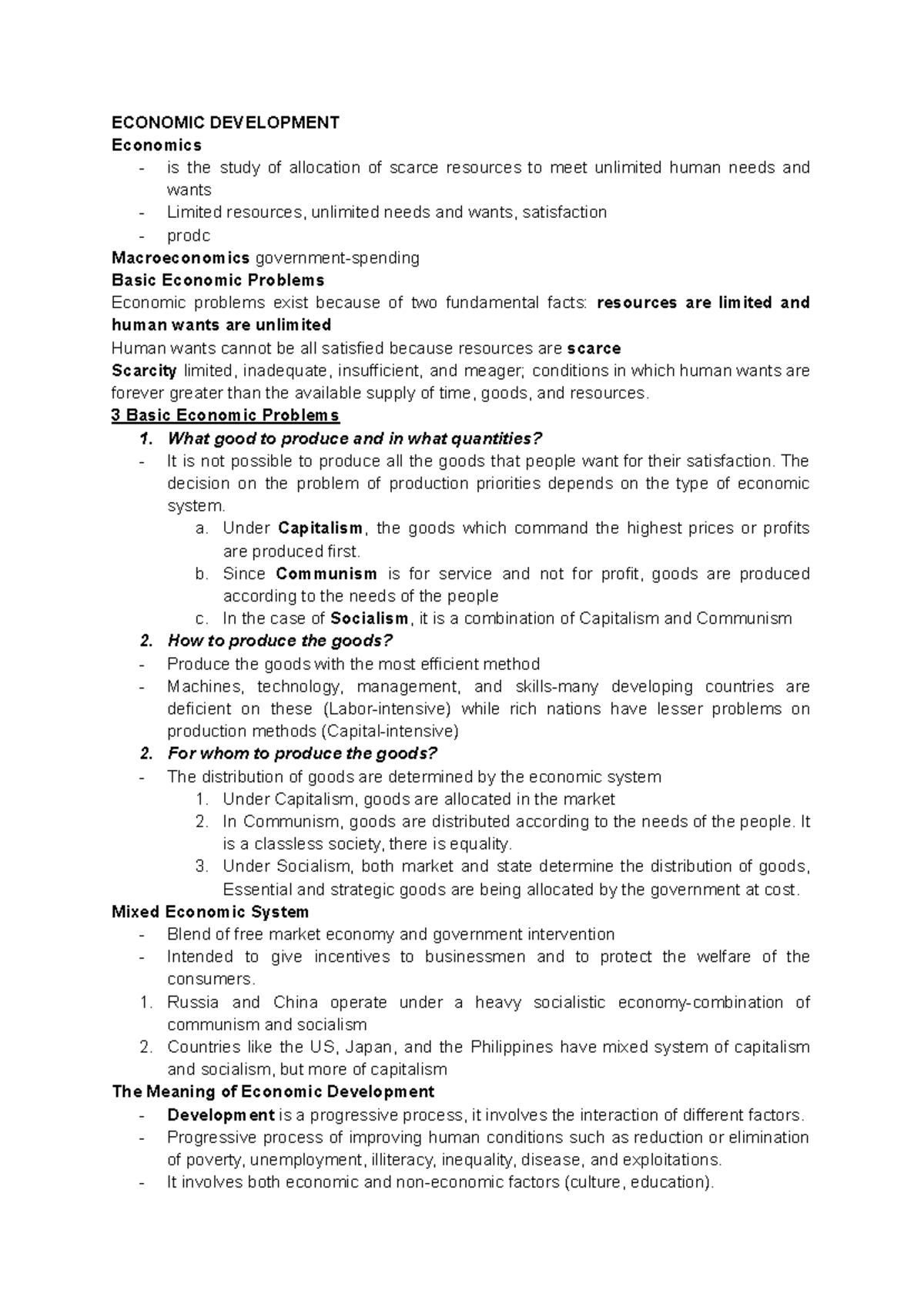 Economic Development - Google Docs - ECONOMIC DEVELOPMENT Economics ...