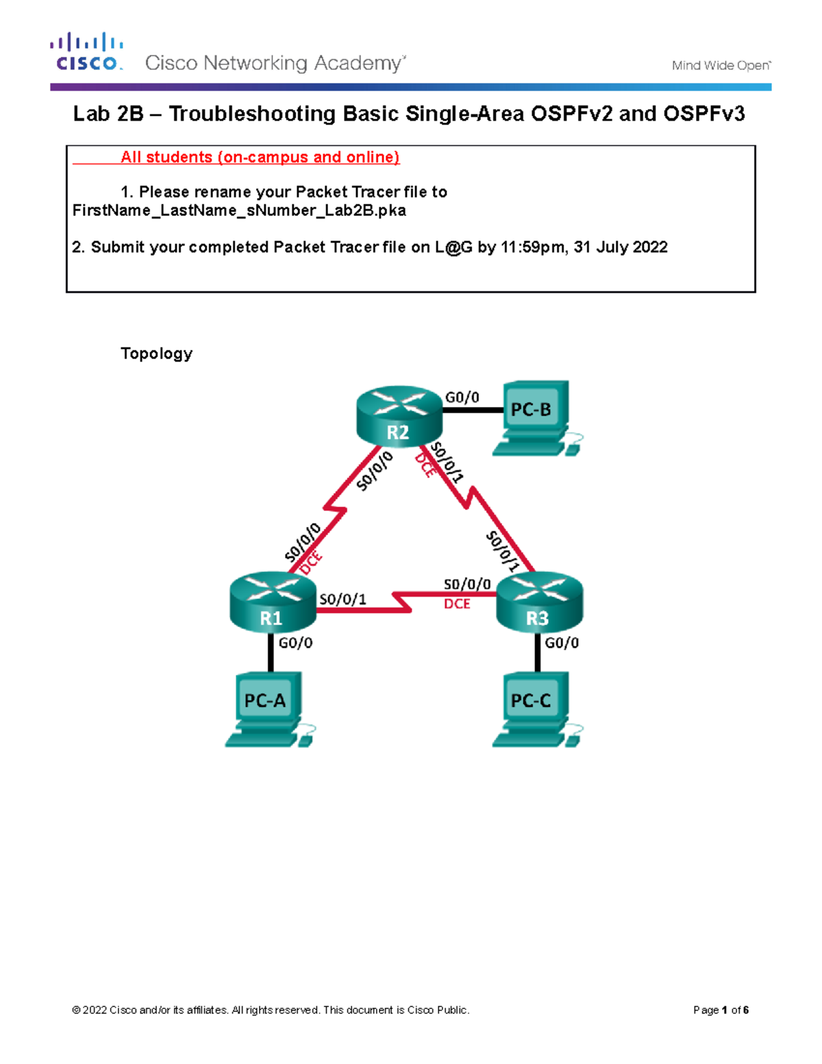 Lab2B - Troubleshooting Basic Single-Area OSPFv 2 And OSPFv 3 - All ...