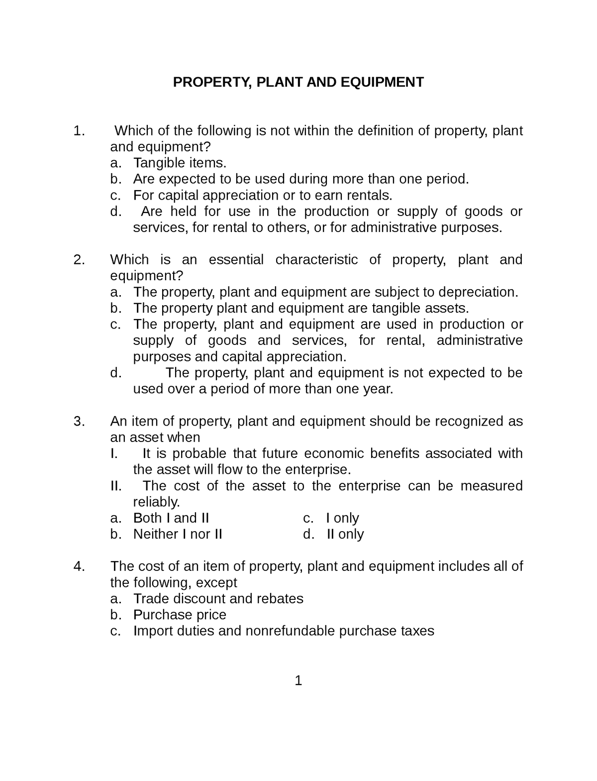 Chapter 10 K - Practice And Exercises - Property, Plant And Equipment Which  Of The Following Is Not - Studocu