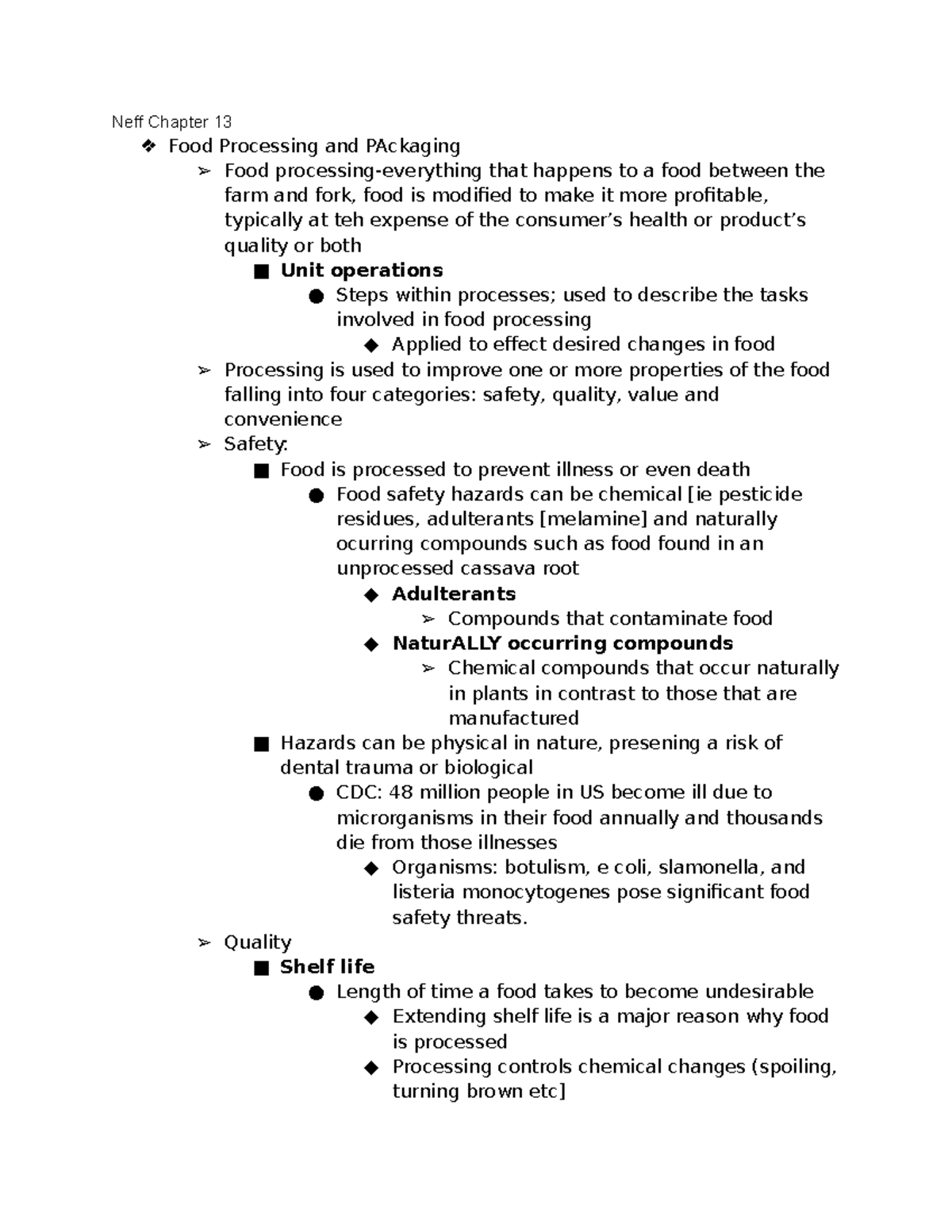 Readings for Class #6 - Reading notes - Neff Chapter 13 Food Processing ...