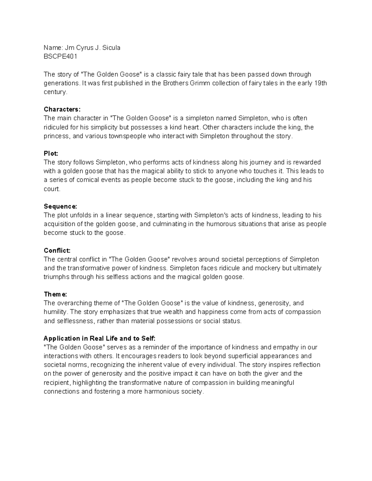 Greatbooks Sicula Name Jm Cyrus J. Sicula BSCPE The story of "The