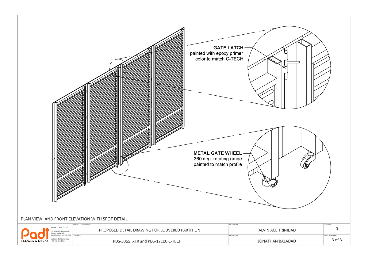 2C - Design sample - PROJECT TITLE/OWNER: PADI FLOORS Θ DEC