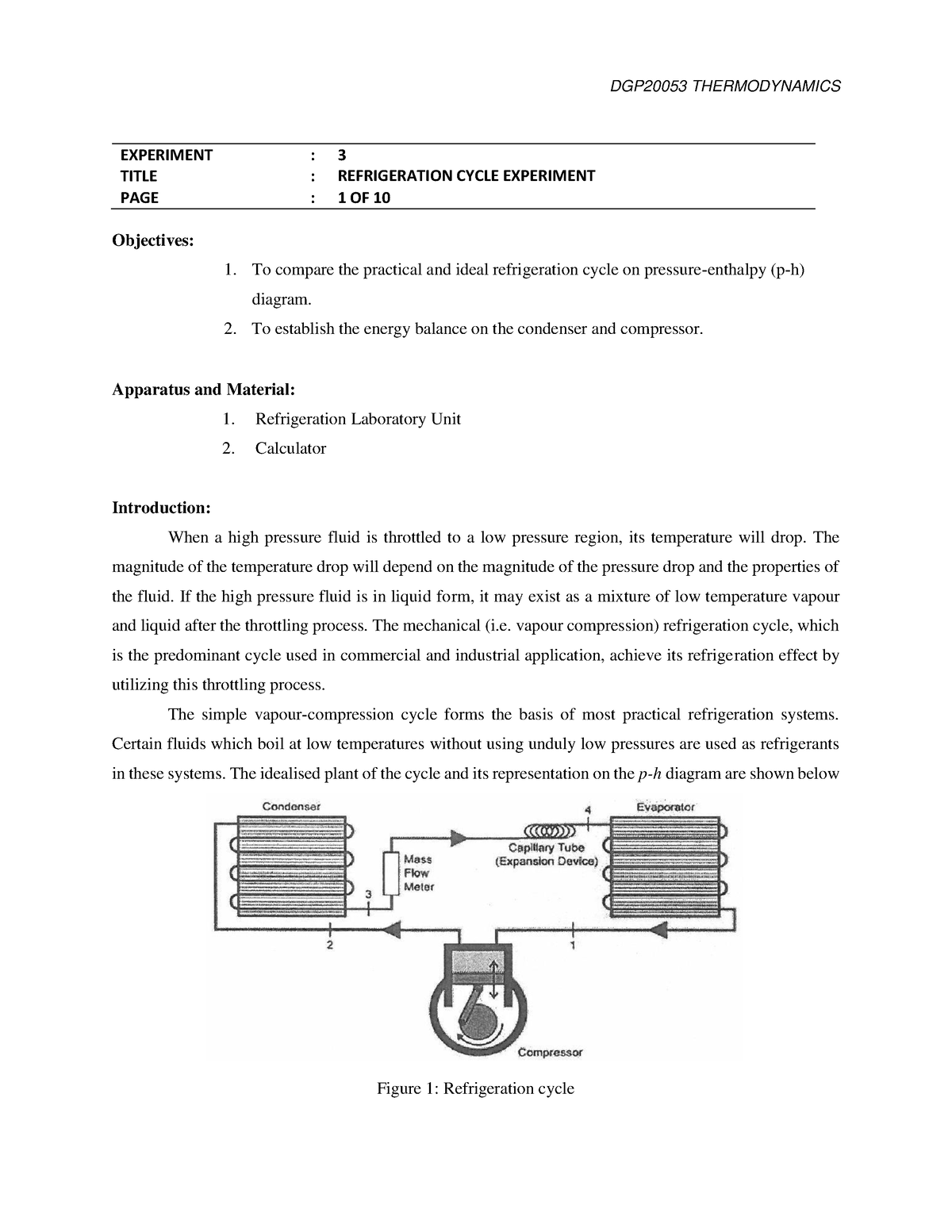 conclusion refrigeration cycle experiment